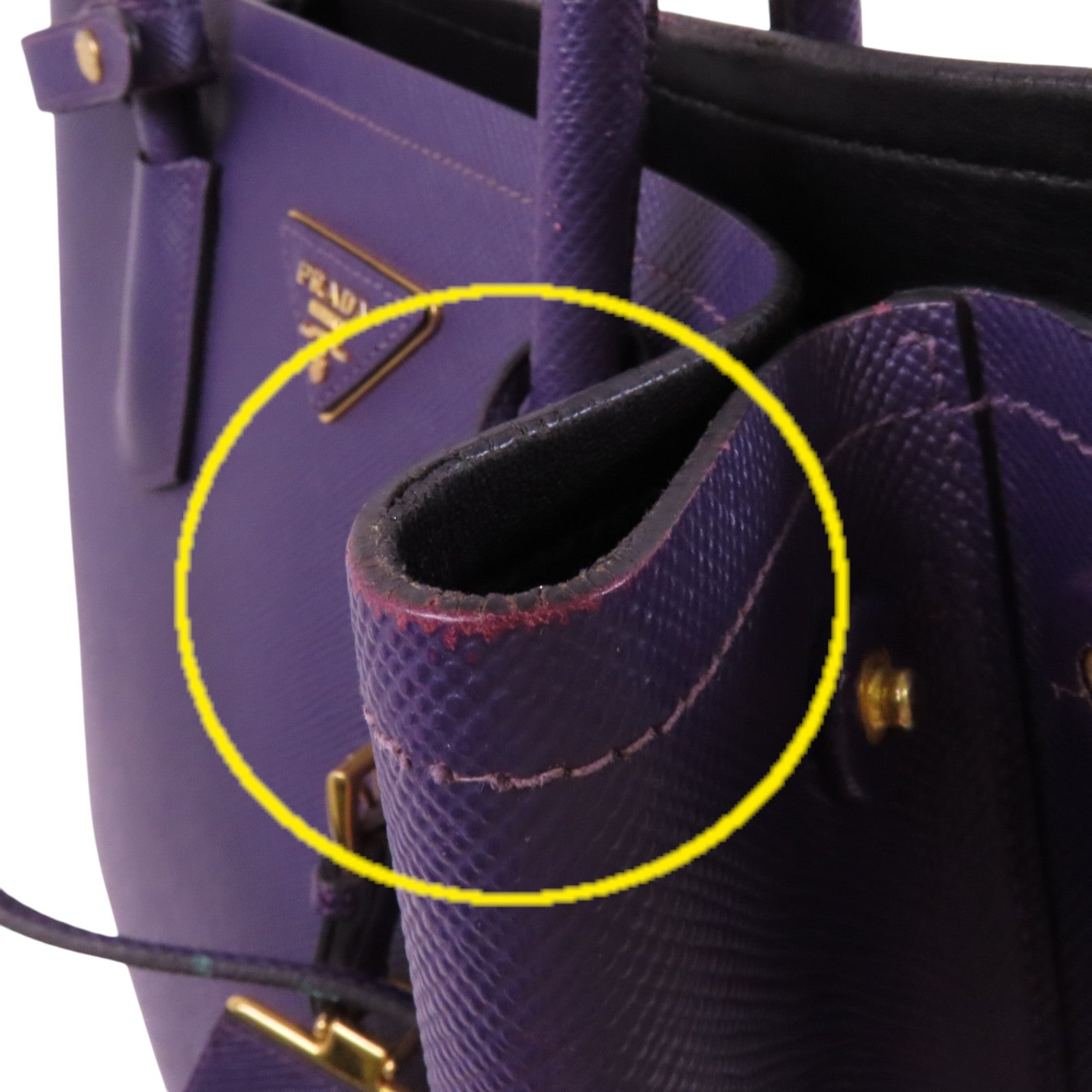 PRADA Saffiano皮革Double金扣手挽肩背兩用袋