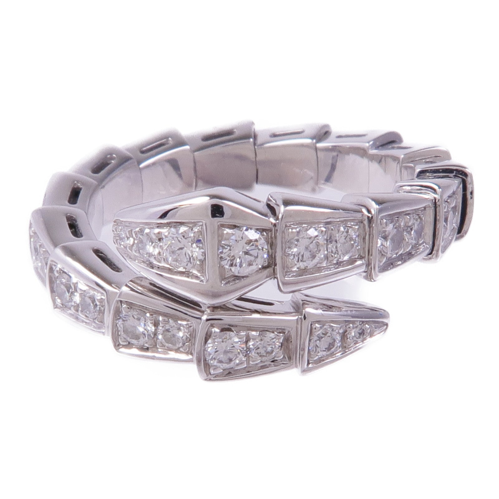 BVLGARI 18K白金Serpenti Viper Rings鑽石戒指US#4.75
