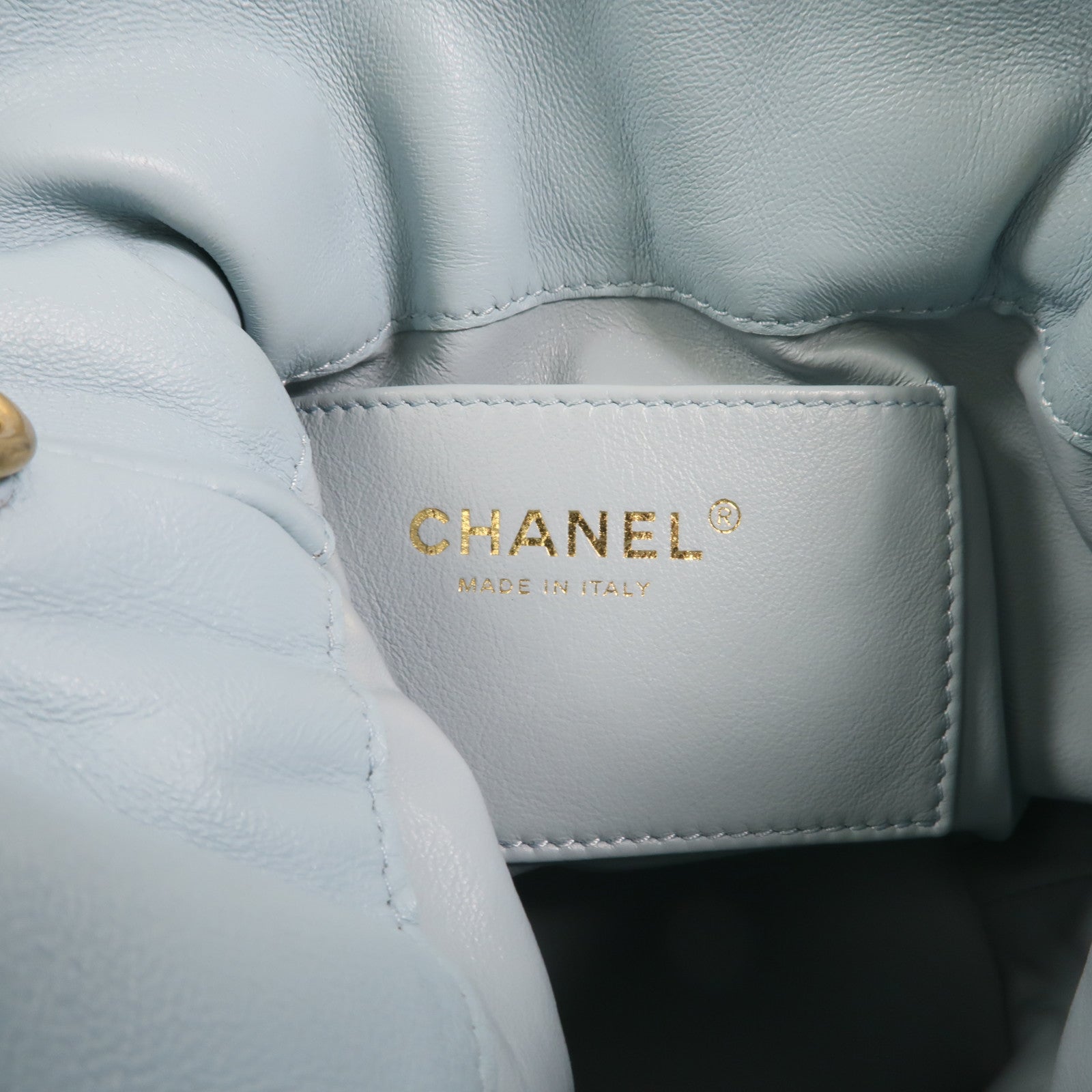 CHANEL 羊皮皮革Bucket Bag金扣鏈帶手挽肩背兩用袋