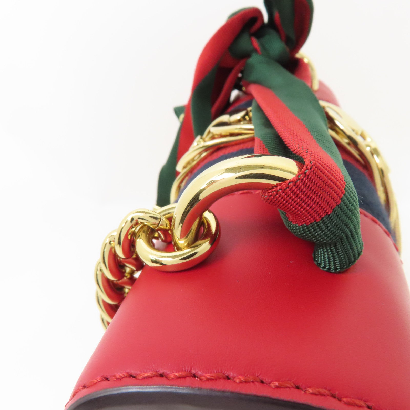 GUCCI 【激減優惠】牛皮皮革Sylvie金扣肩背袋紅色