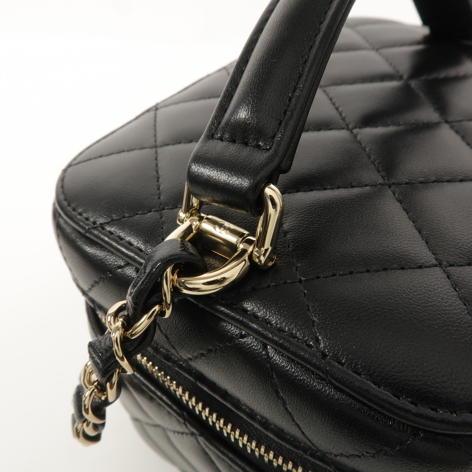 CHANEL 羊皮皮革Vanity Case With Top Handle鏈帶手挽肩背兩用袋