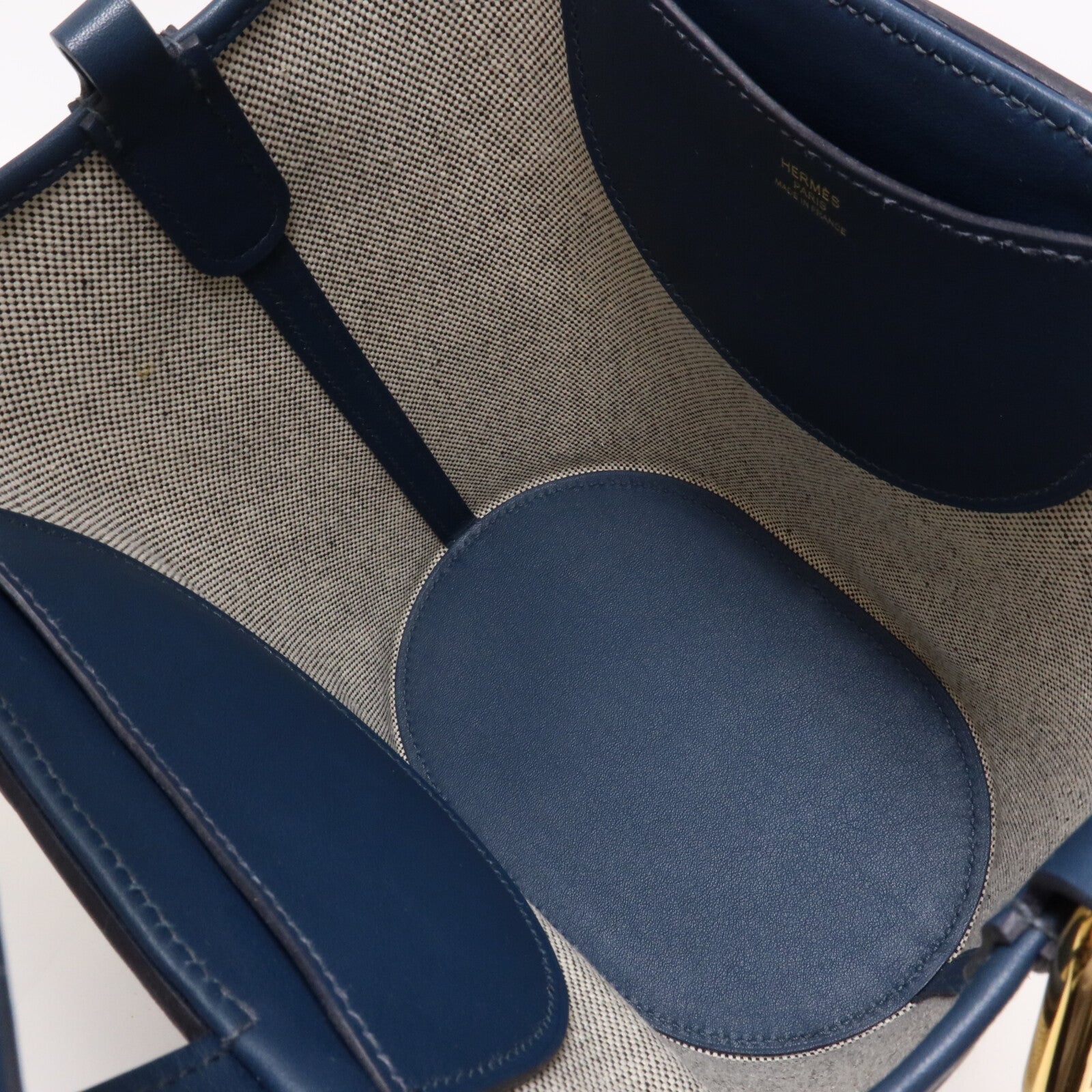 HERMES 帆布In The Loop 18手挽袋Grey/Bleu de Prusse
