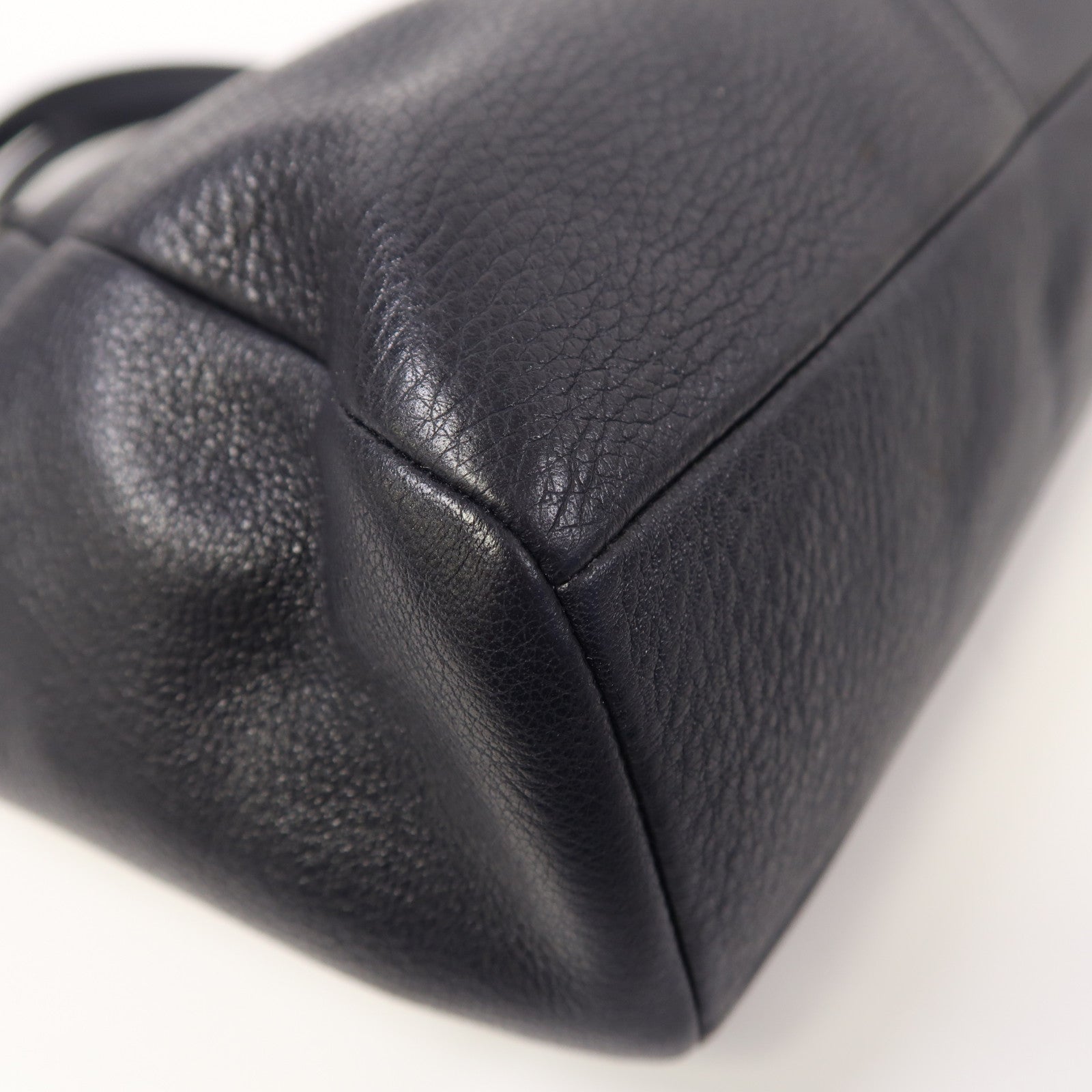 COACH 牛皮皮革Sholder Bag金扣手挽肩背兩用袋深藍色