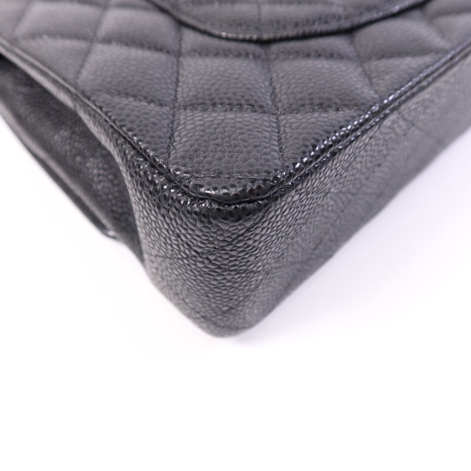 CHANEL 牛皮皮革Classic 25cm銀扣鏈帶手挽肩背兩用袋