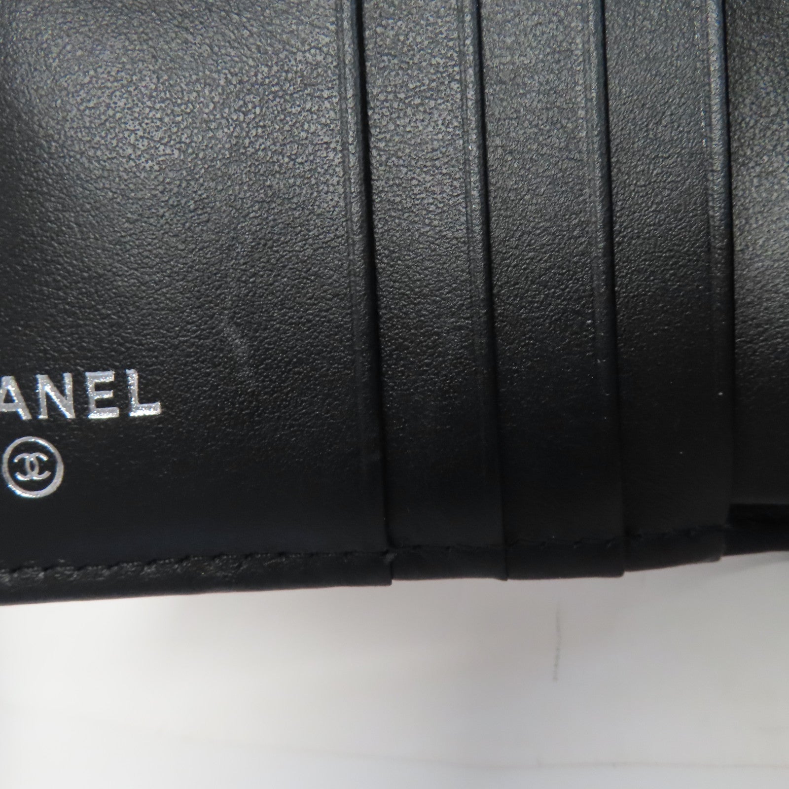 CHANEL 菱格Caviar皮革Wallet銀扣錢包黑色