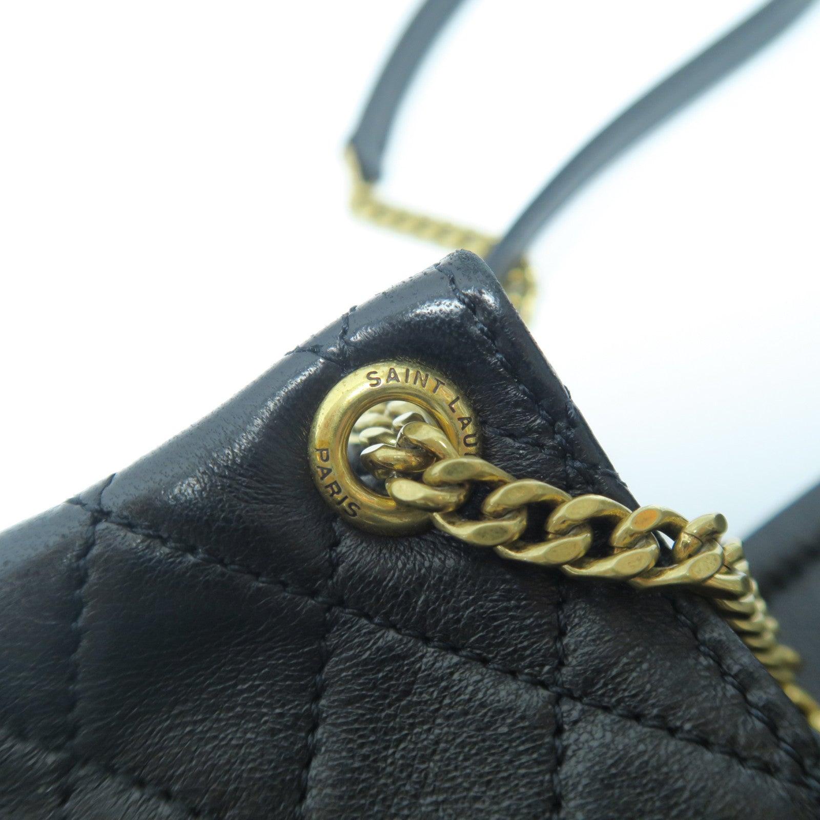 SAINT LAURENT 羊皮皮革Mini Nolita金扣鏈帶肩背袋黑色