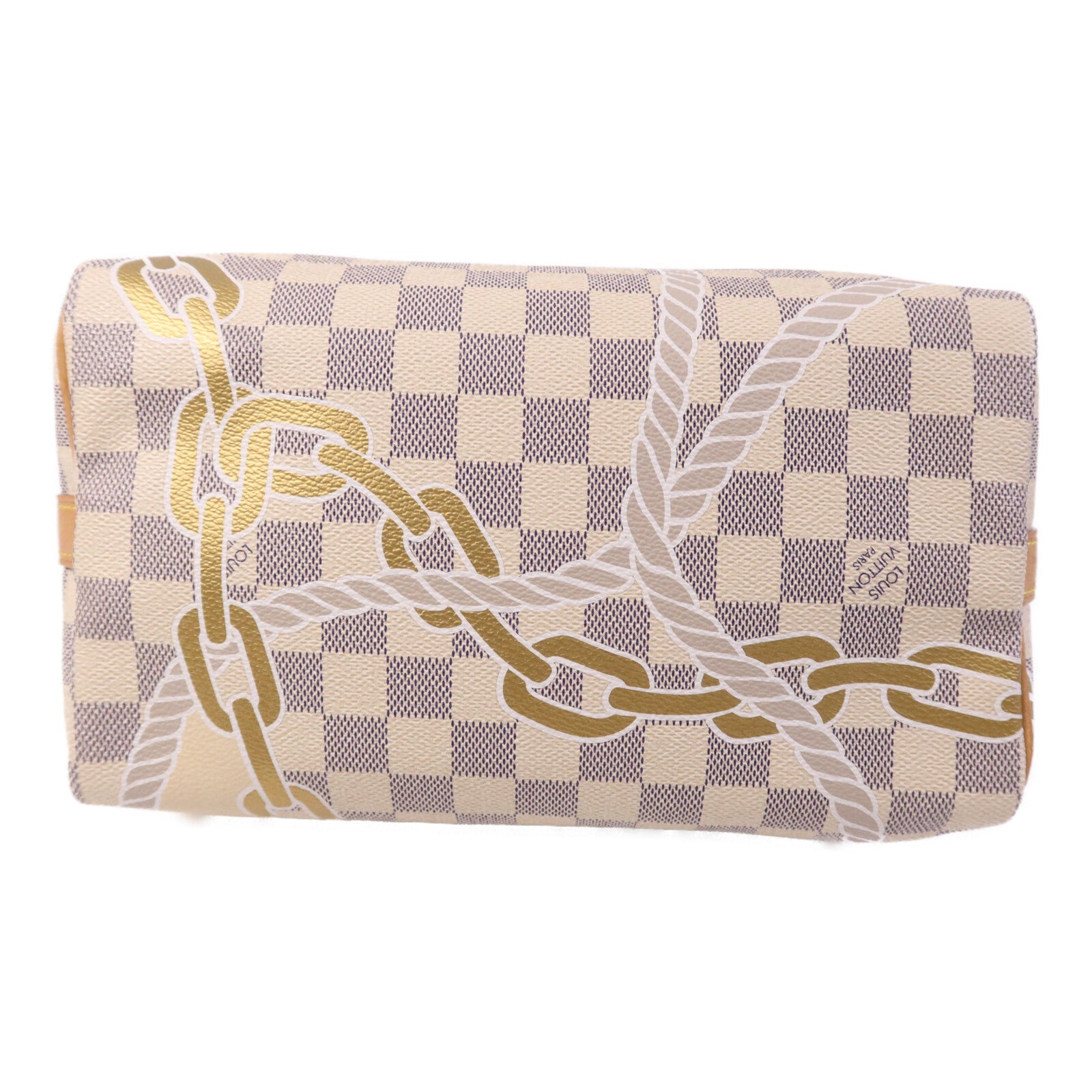 LOUIS VUITTON Damier Azur Speedy Boudouliere 25金扣手挽肩背兩用袋