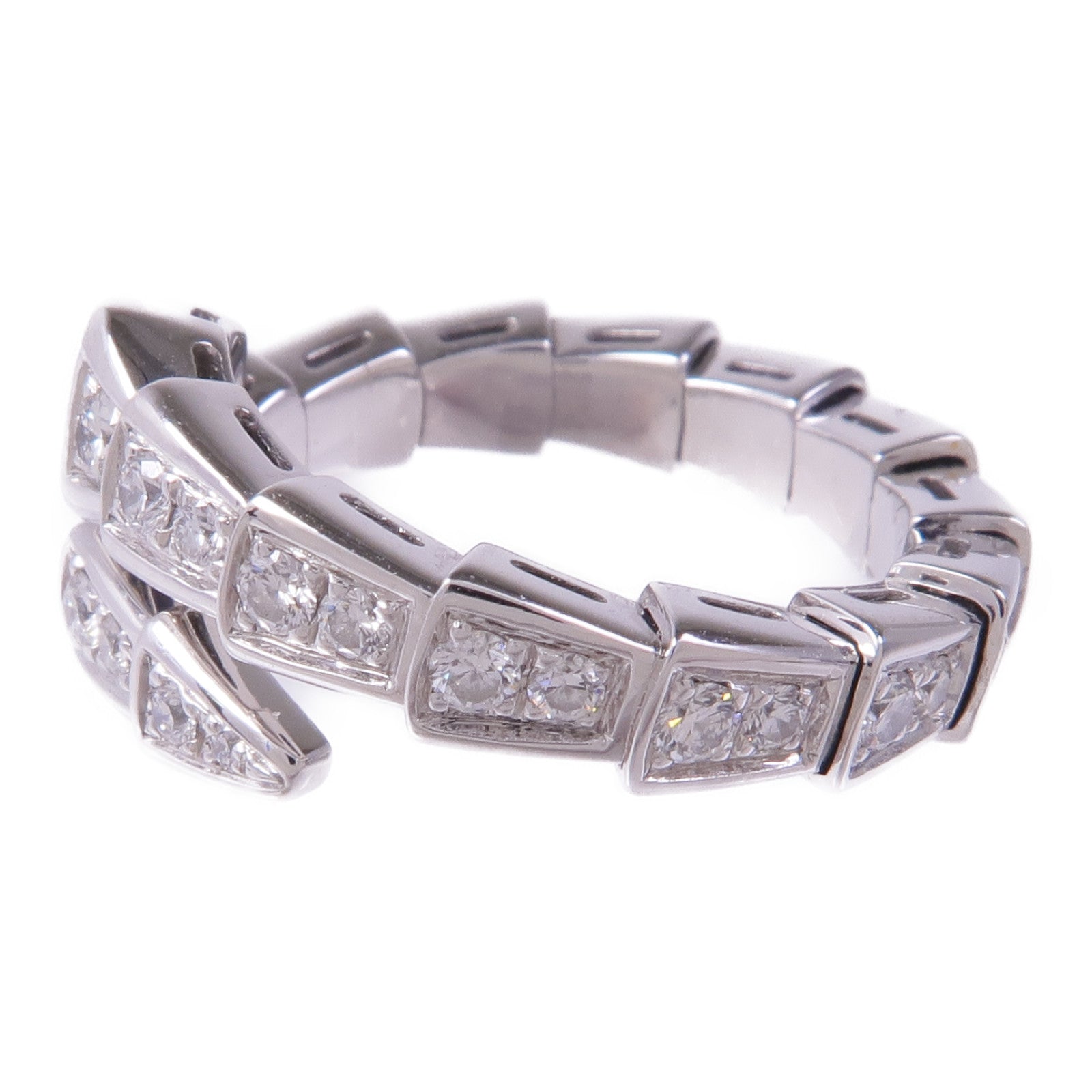 BVLGARI 18K白金Serpenti Viper Rings鑽石戒指US#4.75