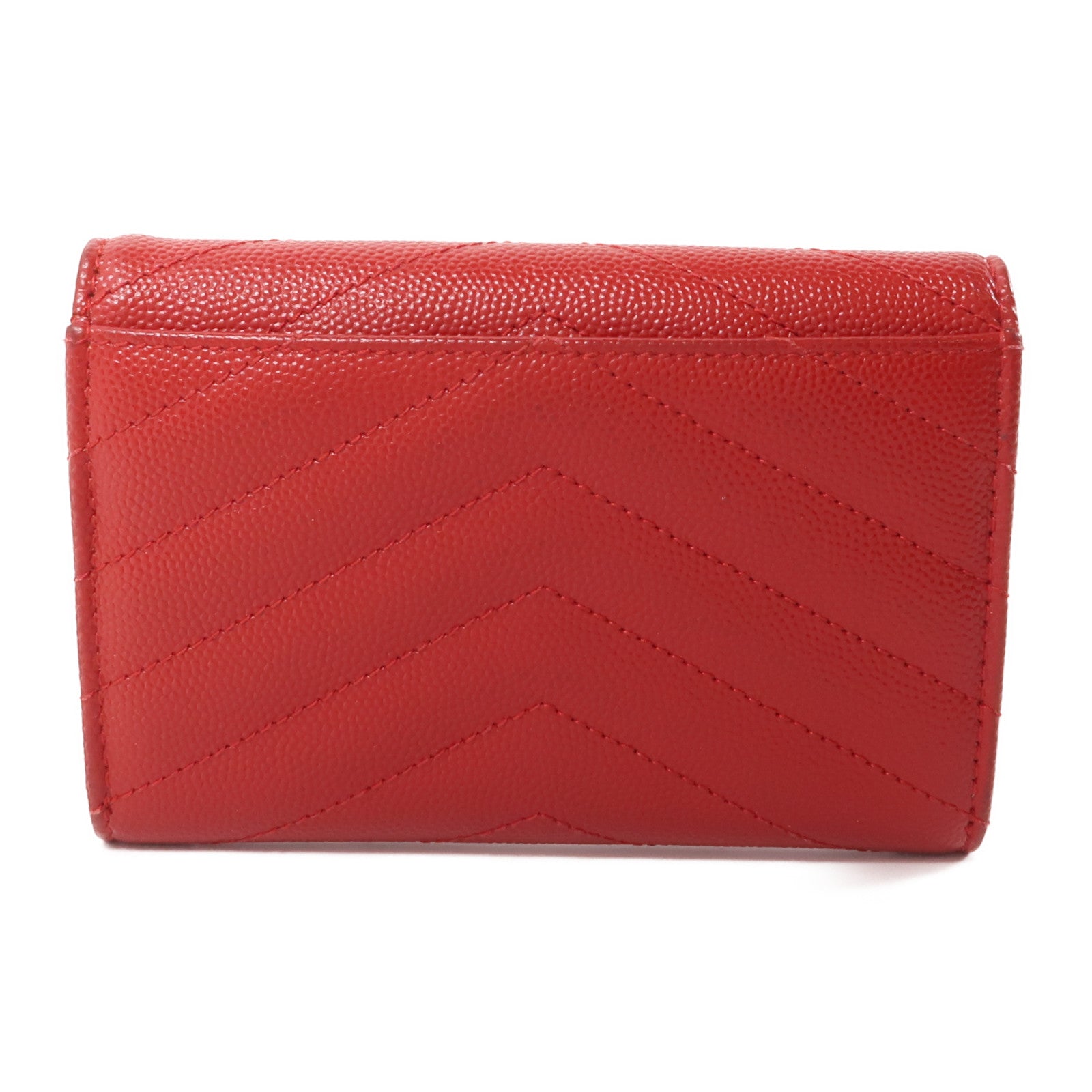 SAINT LAURENT 牛皮皮革Wallet銀扣錢包紅色