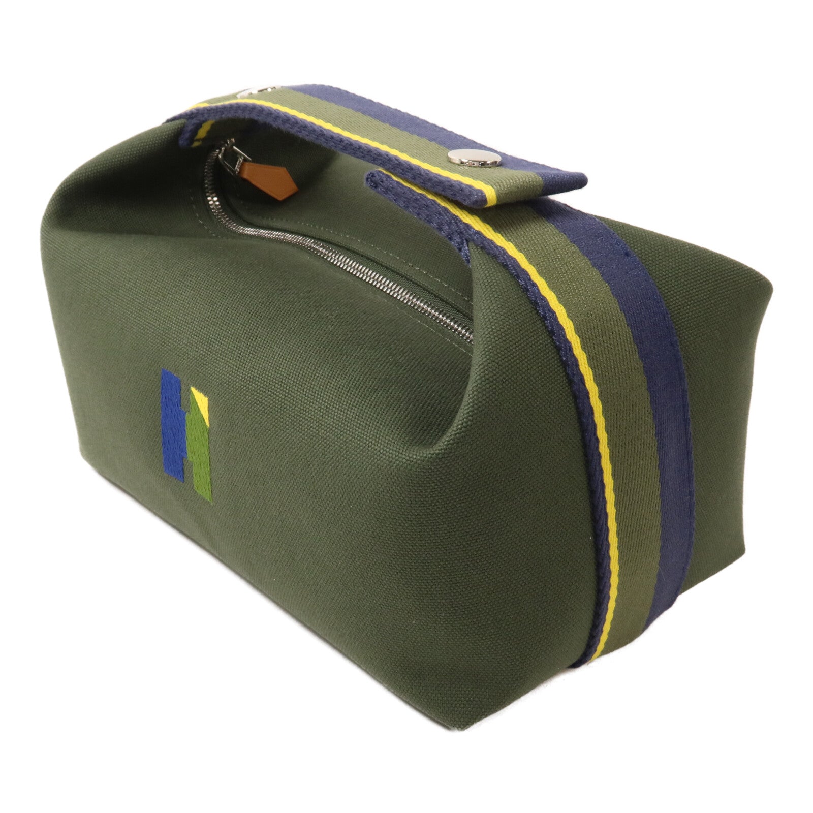 HERMES 帆布Bride-a-Brac H Pavillon Case Small手挽袋Kaki