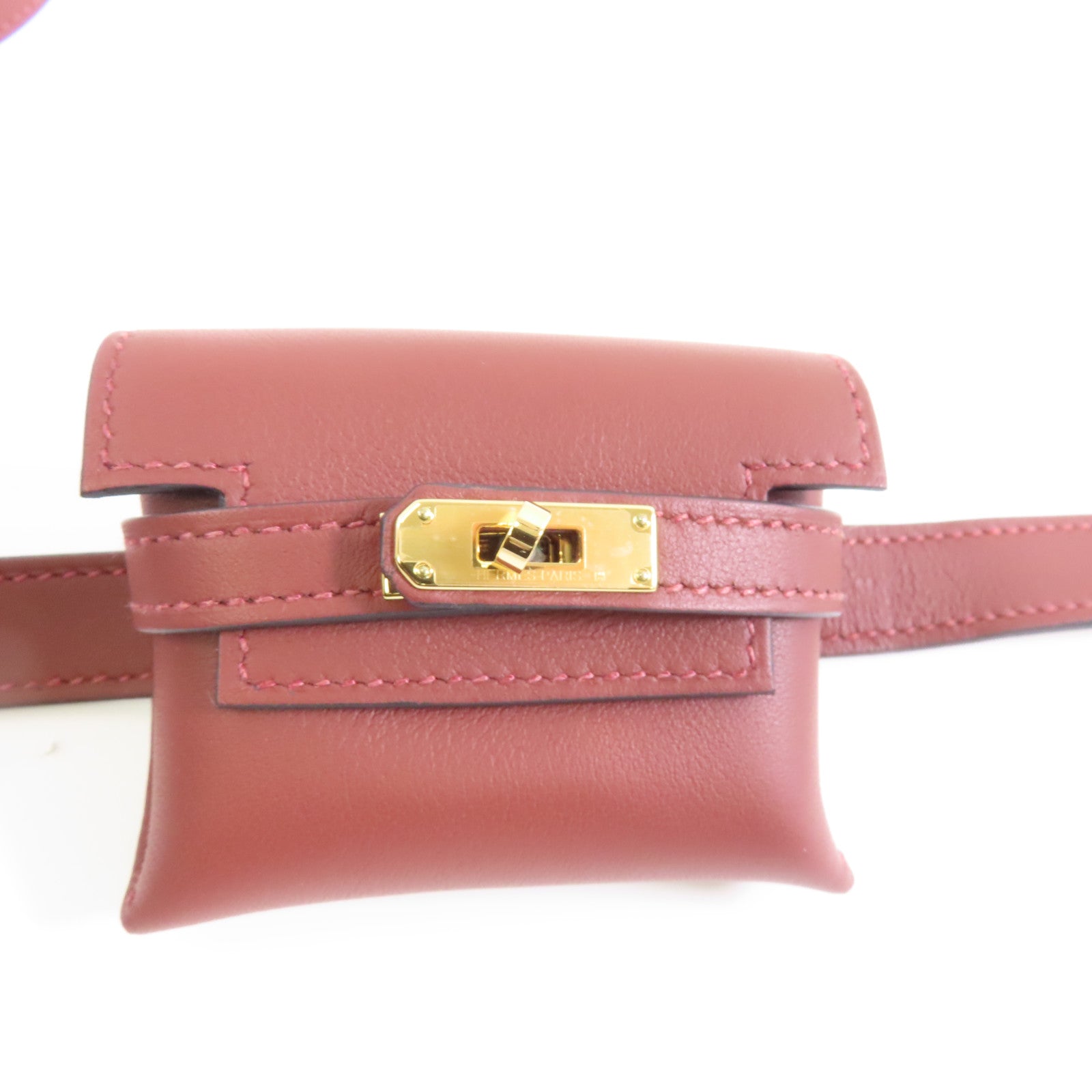 HERMES 【激減優惠】Swift皮革Kelly Moove金扣肩背袋Rouge/棕色