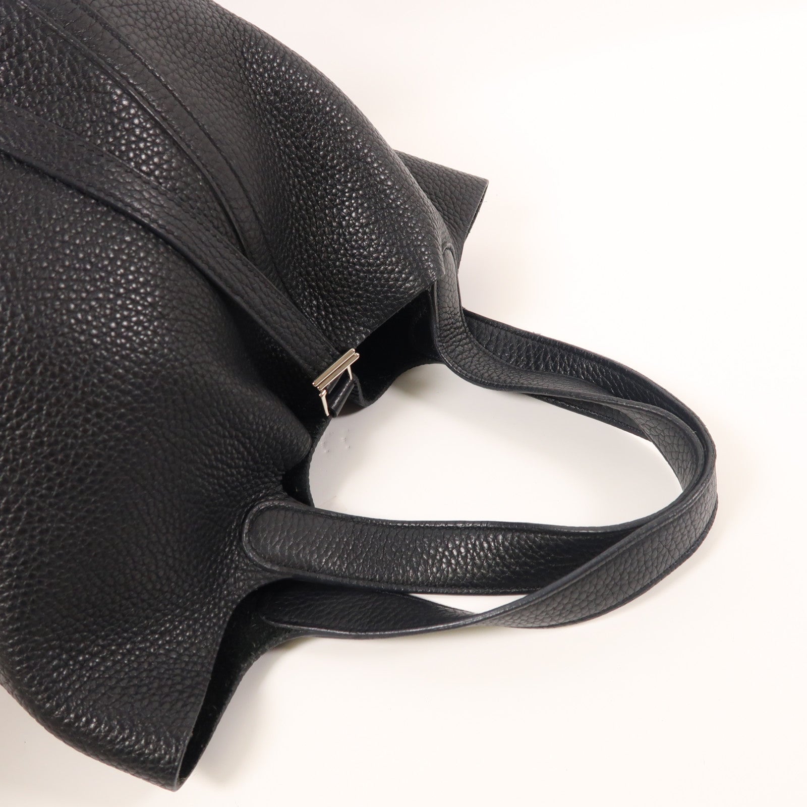 HERMES Clemence皮革Picotin MM銀扣手挽袋89 Noir