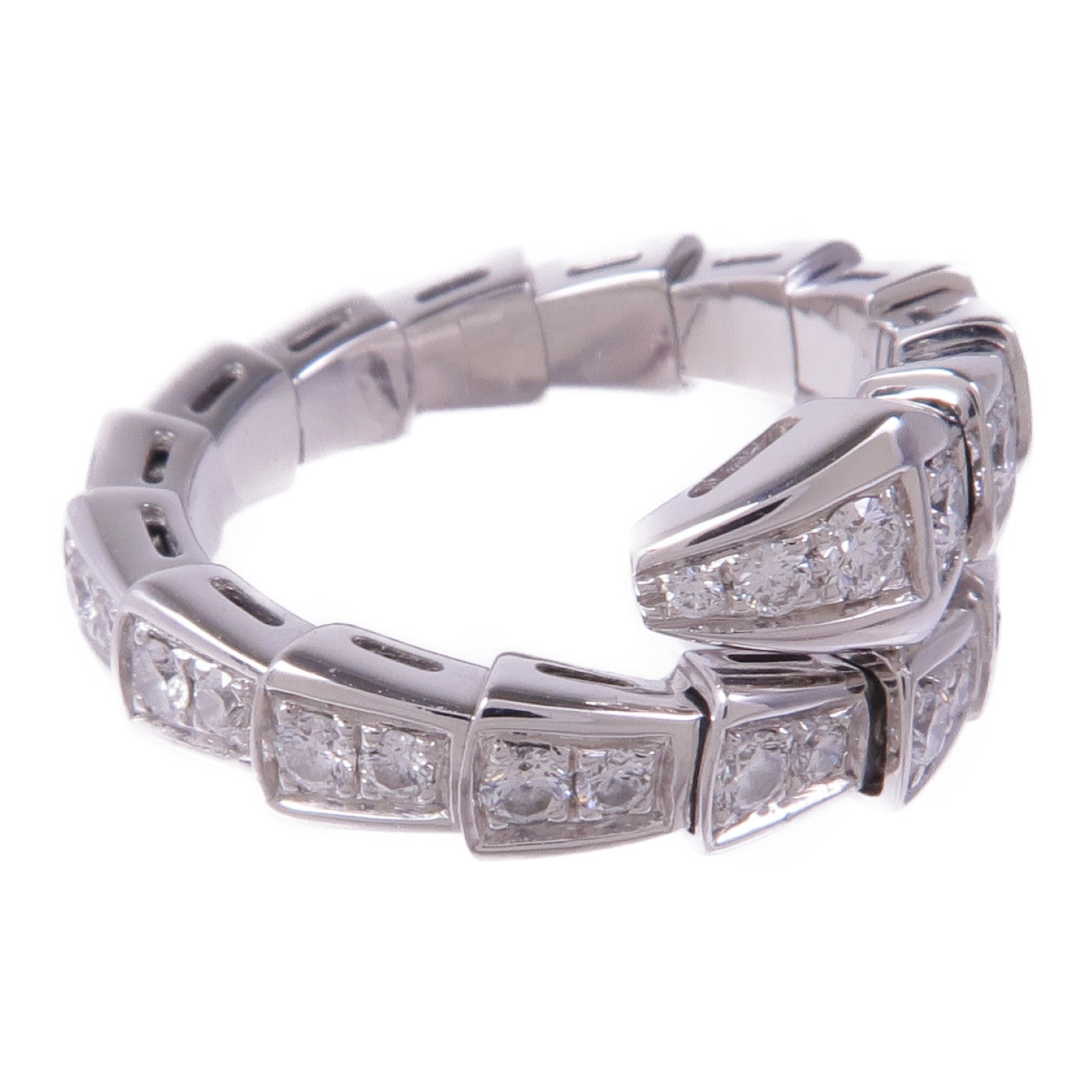 BVLGARI 18K白金Serpenti Viper Rings鑽石戒指US#4.75