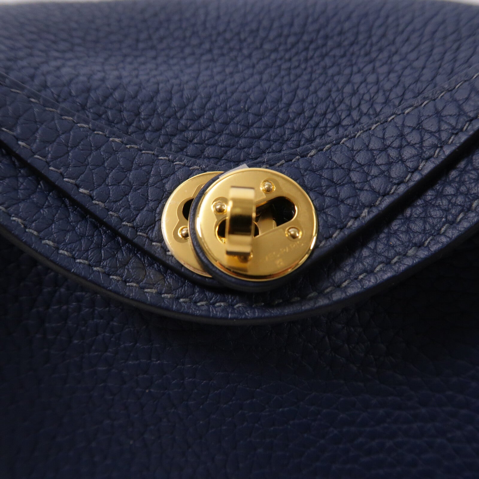 HERMES Clemence皮革Mini Lindy手挽肩背兩用袋Bleu De Prusse