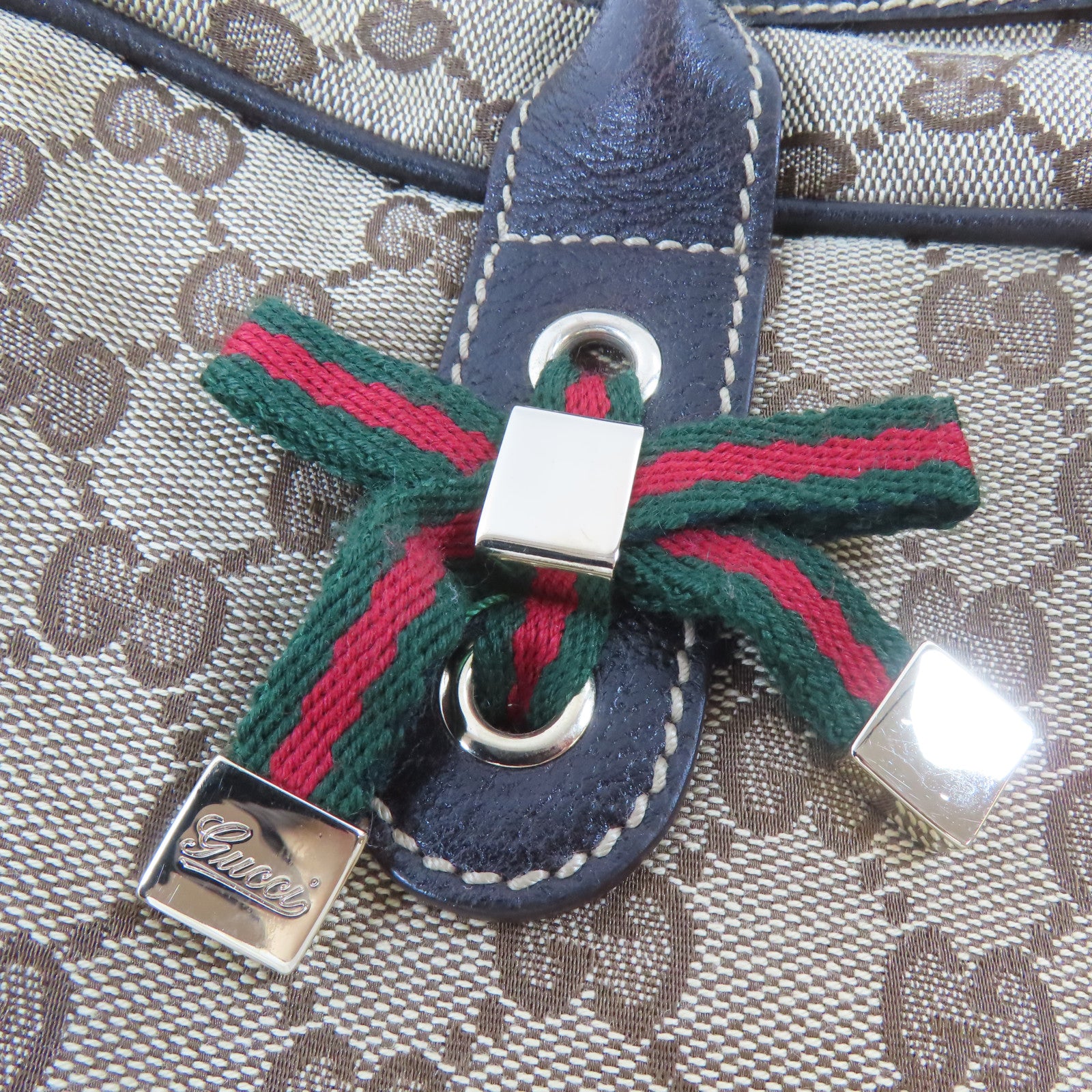 GUCCI 帆布Shoulder Bag金扣肩背袋啡色