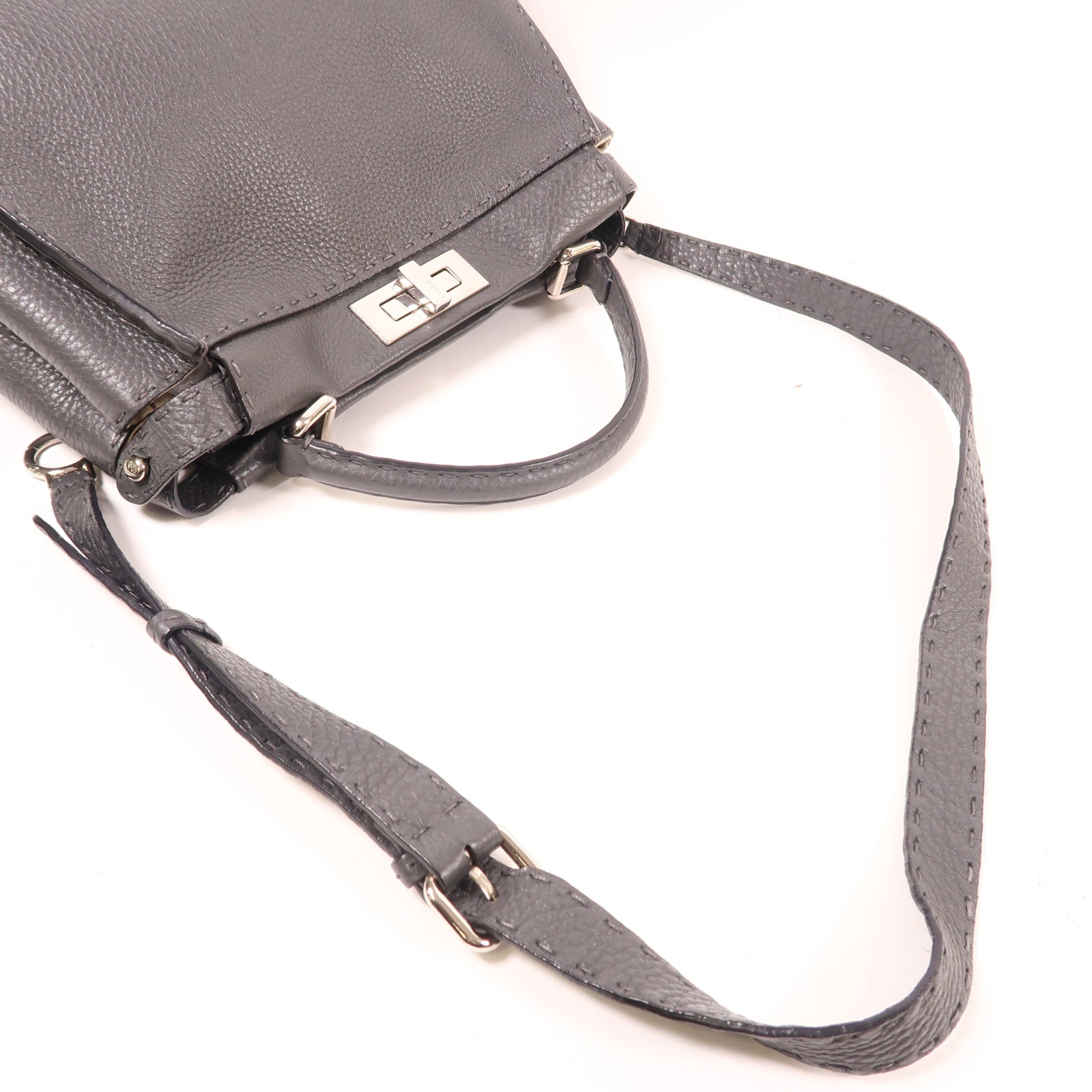 FENDI 牛皮皮革Peekaboo銀扣手挽肩背兩用袋