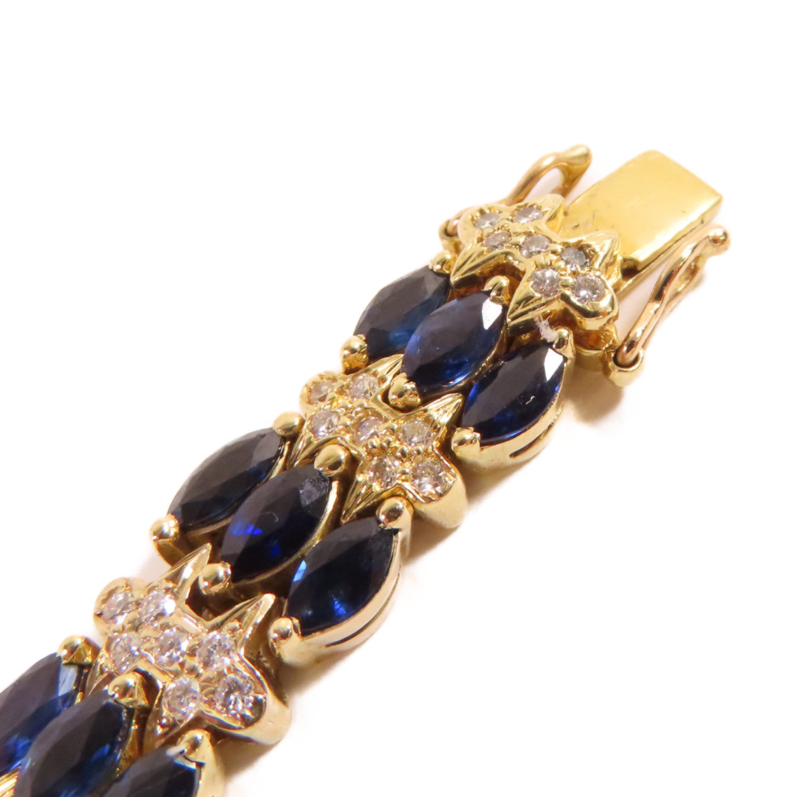 JEWELRY 【激減優惠】18K黃金/7.00ct藍寶石/1.60ct鑽石Sapphire Diamond Blaceret手鏈