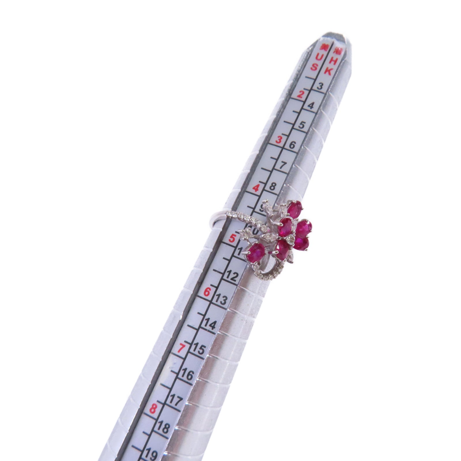 JEWELRY 18K白金Ruby/Diamond Ring1.36ct紅寶石/0.13ct鑽石戒指US#4.5