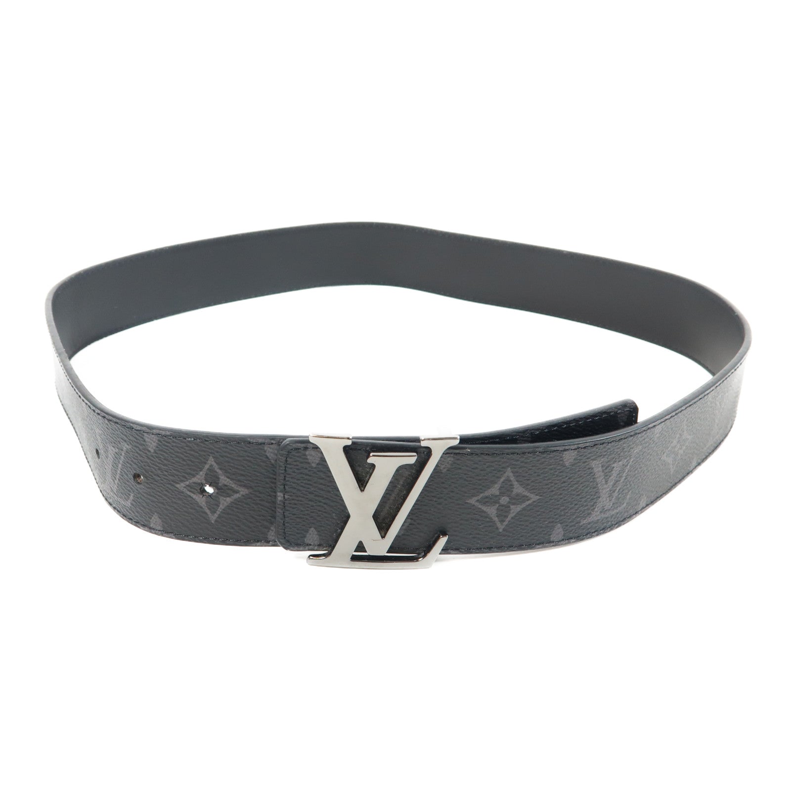 LOUIS VUITTON Monogram Eclipse Initiales 40MM Reversible Belt銀扣皮帶