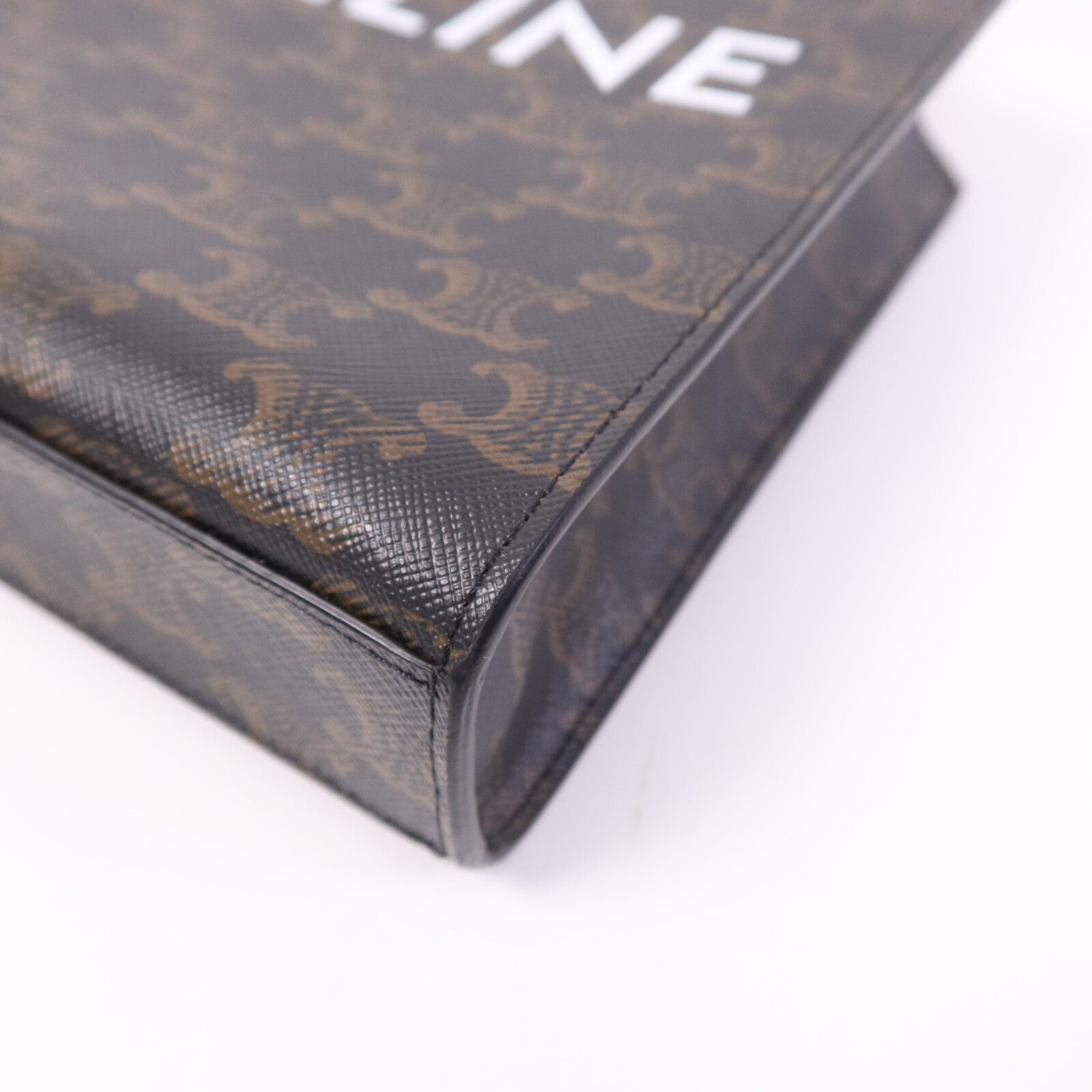 CELINE 塗層帆布Mini Triomphe Cabas Vertical金扣手挽肩背兩用袋