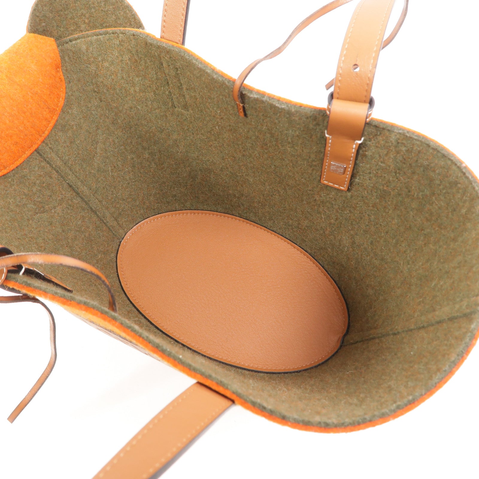 LOEWE Wool Felt/牛皮皮革Basket Small手挽袋