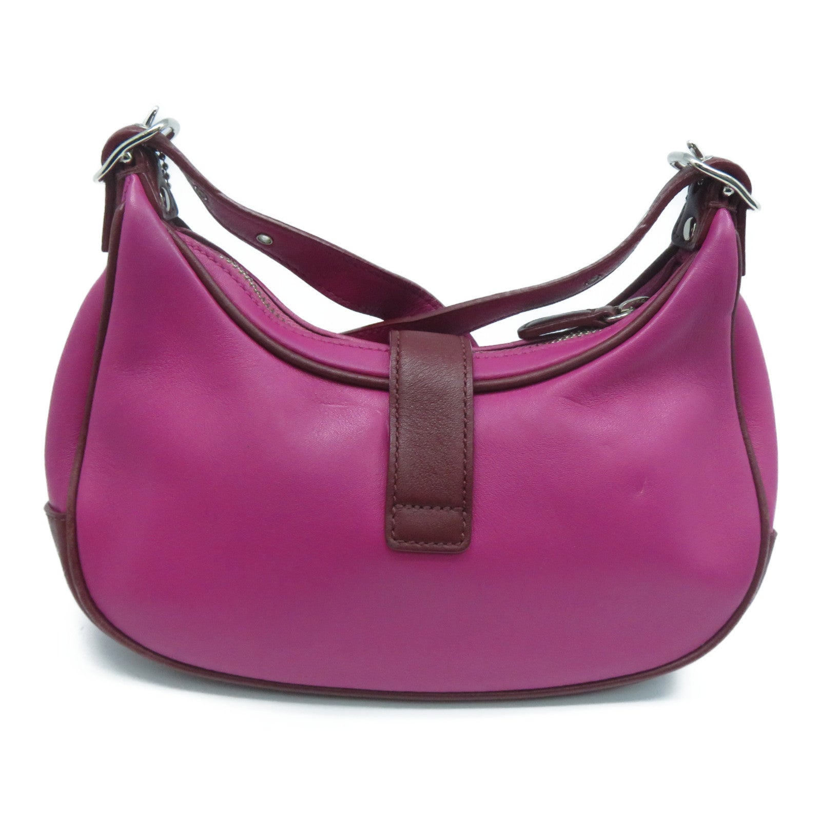 COACH 【激減優惠】牛皮皮革Shoulder Bag銀扣肩背袋粉紅色