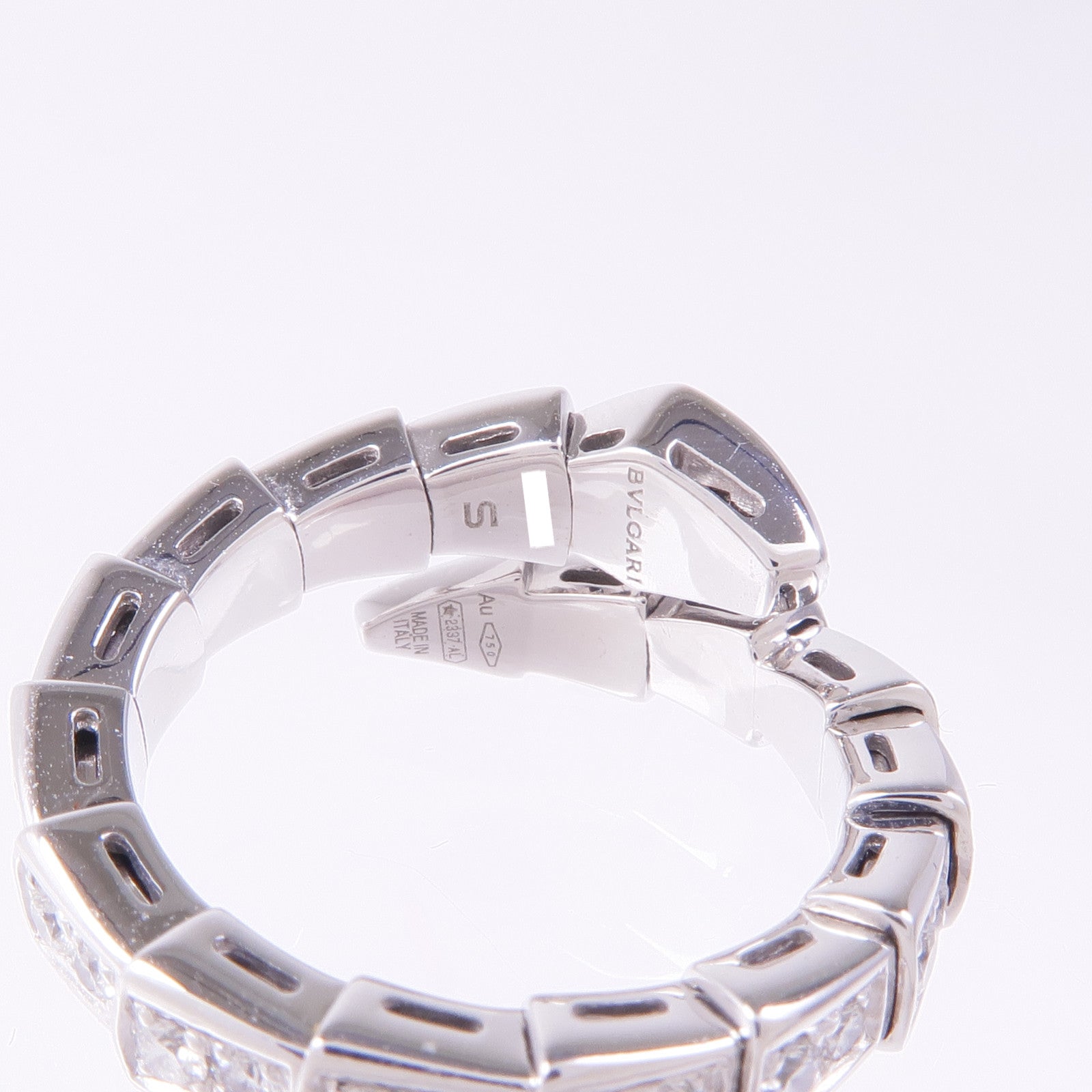 BVLGARI 18K白金Serpenti Viper Rings鑽石戒指US#4.75