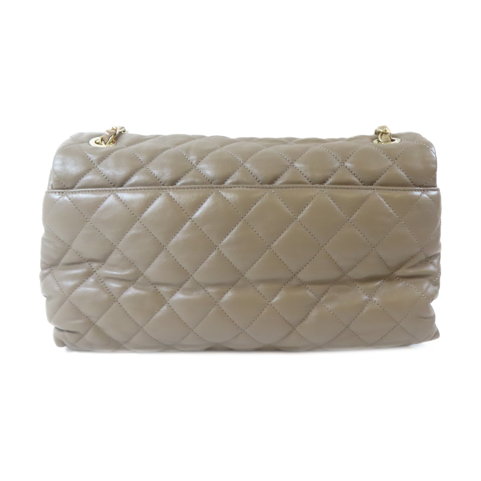 CHANEL 【激減優惠】菱格牛皮皮革Chain Shoulder Bag金扣鏈帶肩背袋啡色