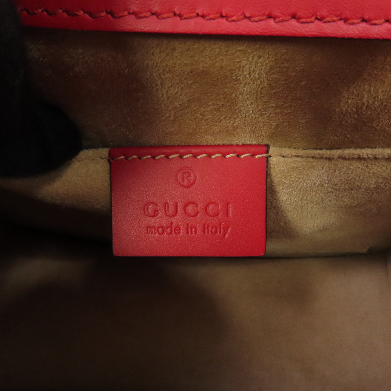 GUCCI 【激減優惠】牛皮皮革Sylvie金扣肩背袋紅色