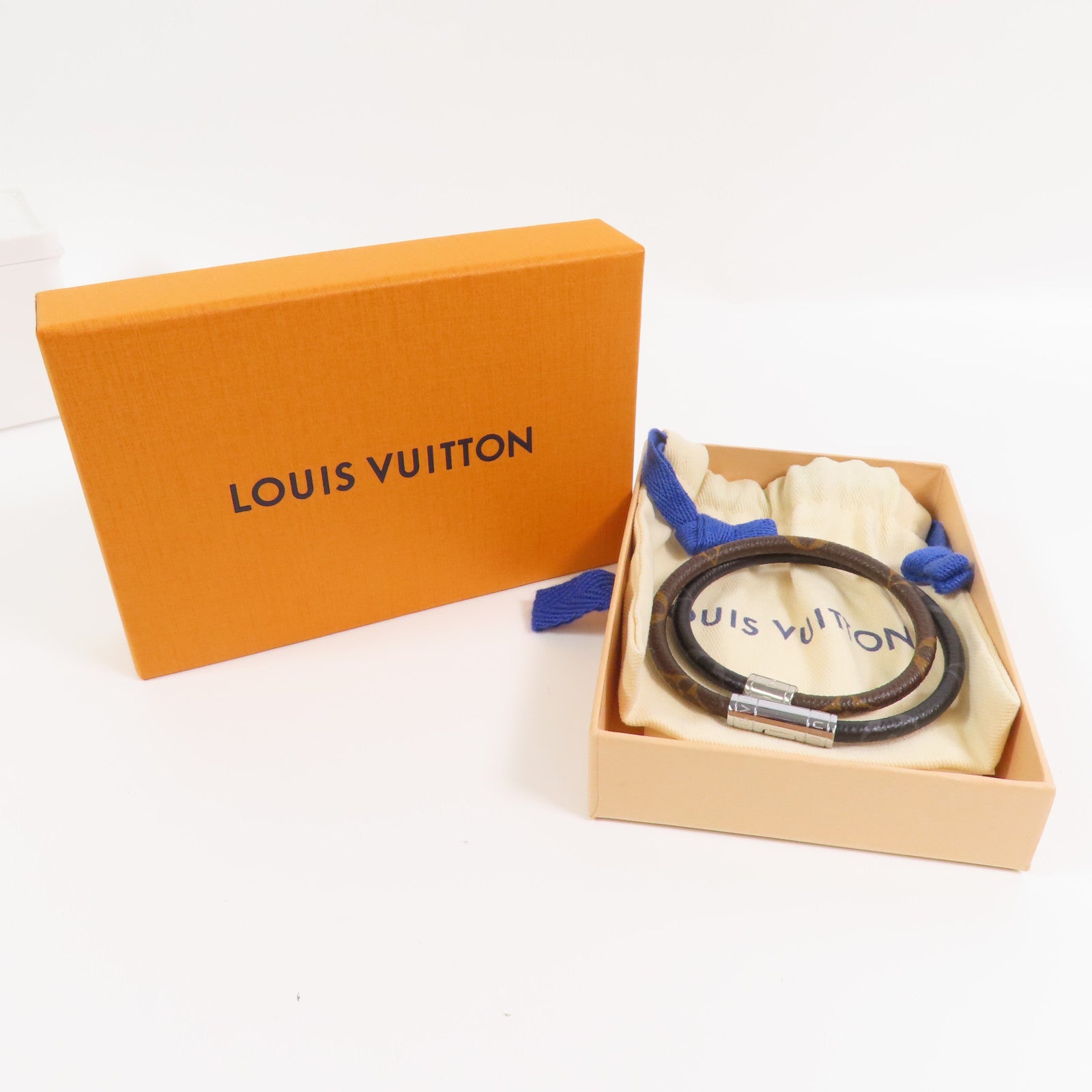 LOUIS VUITTON Monogram Macssar/Eclipse Keep It Double銀扣手鏈