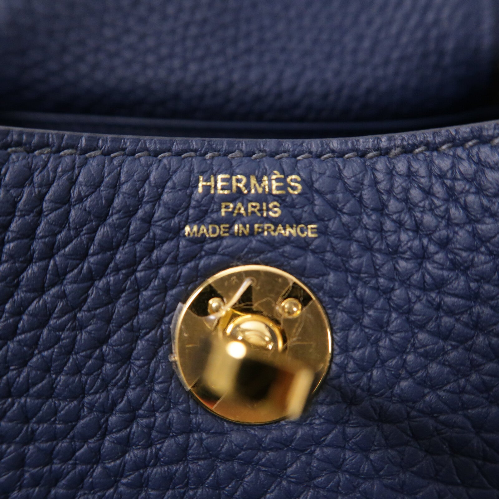 HERMES Clemence皮革Mini Lindy手挽肩背兩用袋Bleu De Prusse