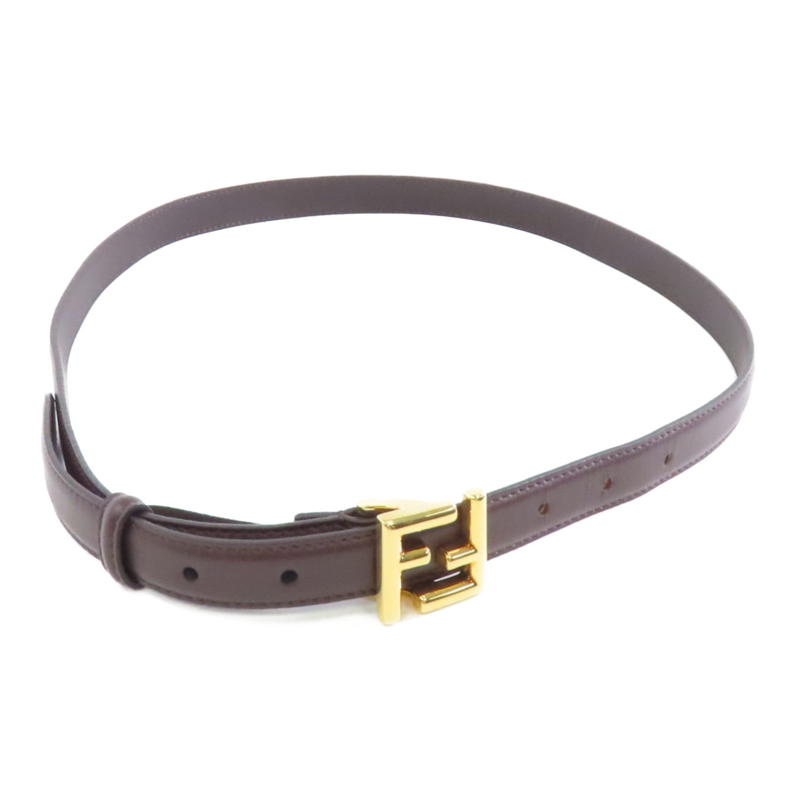 FENDI 牛皮皮革Belt 95cm金扣皮帶棕色