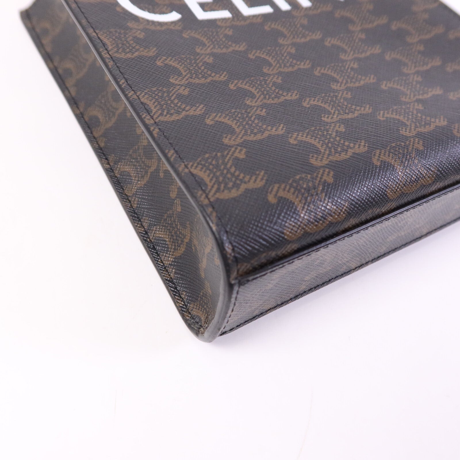 CELINE 塗層帆布Mini Triomphe Cabas Vertical金扣手挽肩背兩用袋