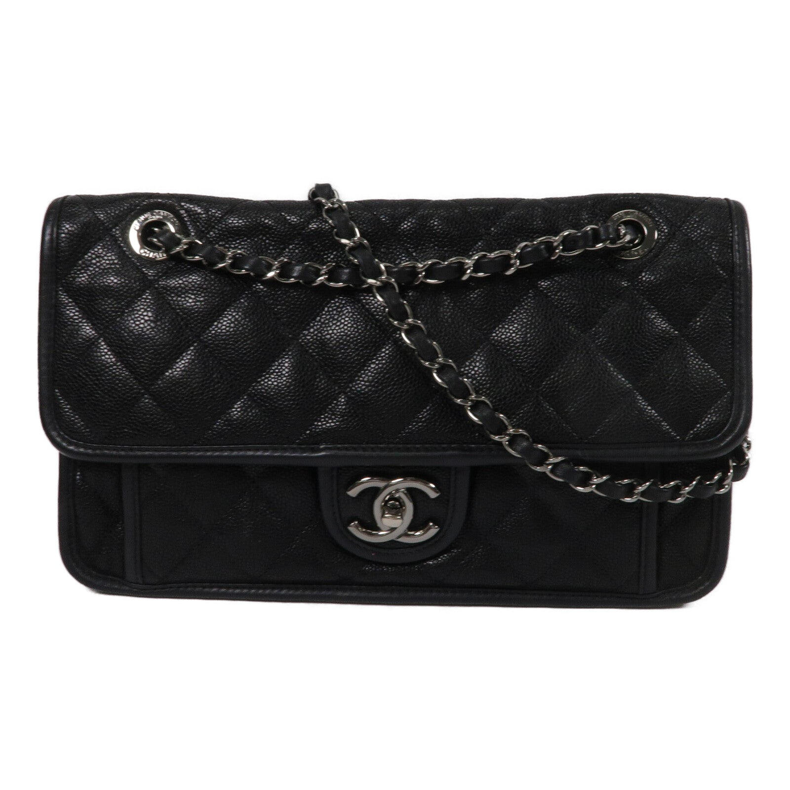 CHANEL 牛皮皮革French Riviera Flap鏈帶肩背袋