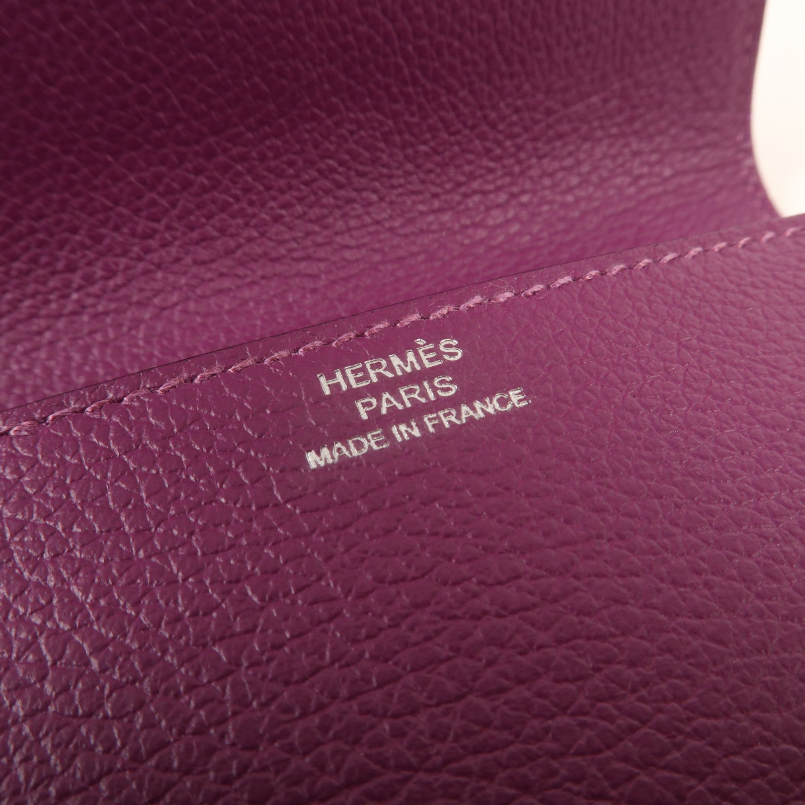 HERMES Evercolour皮革Roulis Slim銀扣錢包Anemone