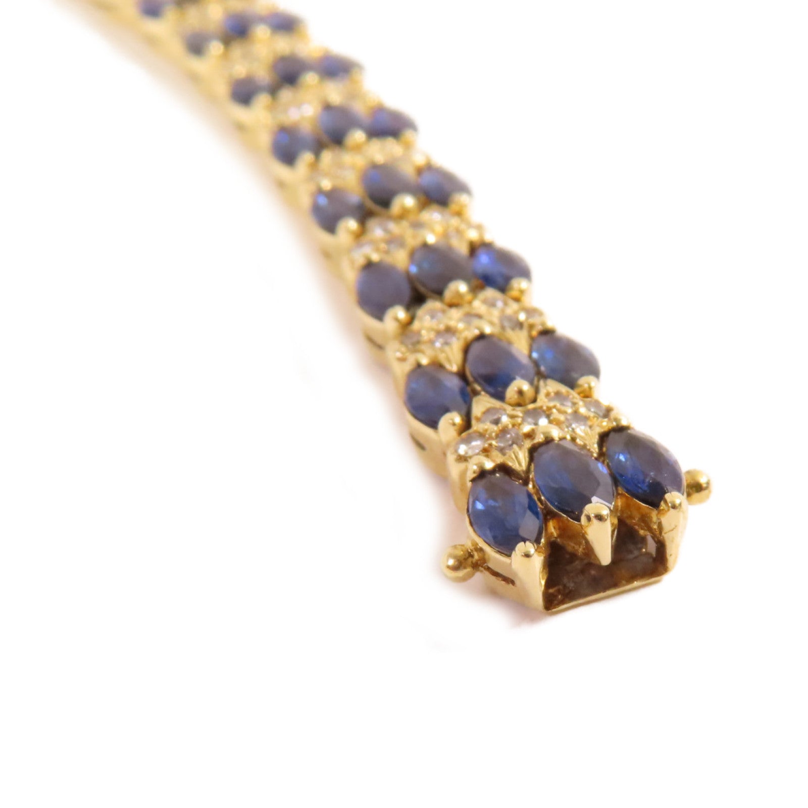 JEWELRY 【激減優惠】18K黃金/7.00ct藍寶石/1.60ct鑽石Sapphire Diamond Blaceret手鏈