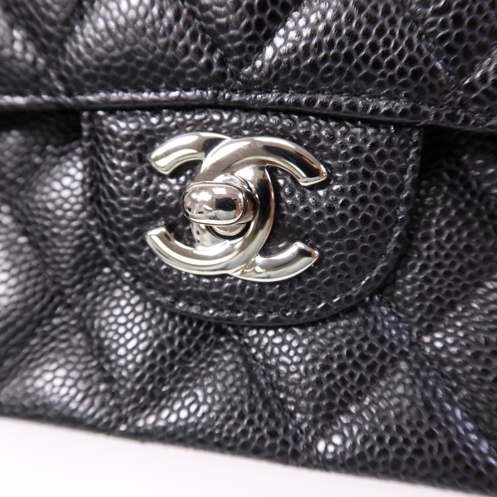 CHANEL 牛皮皮革Classic 25cm銀扣鏈帶手挽肩背兩用袋