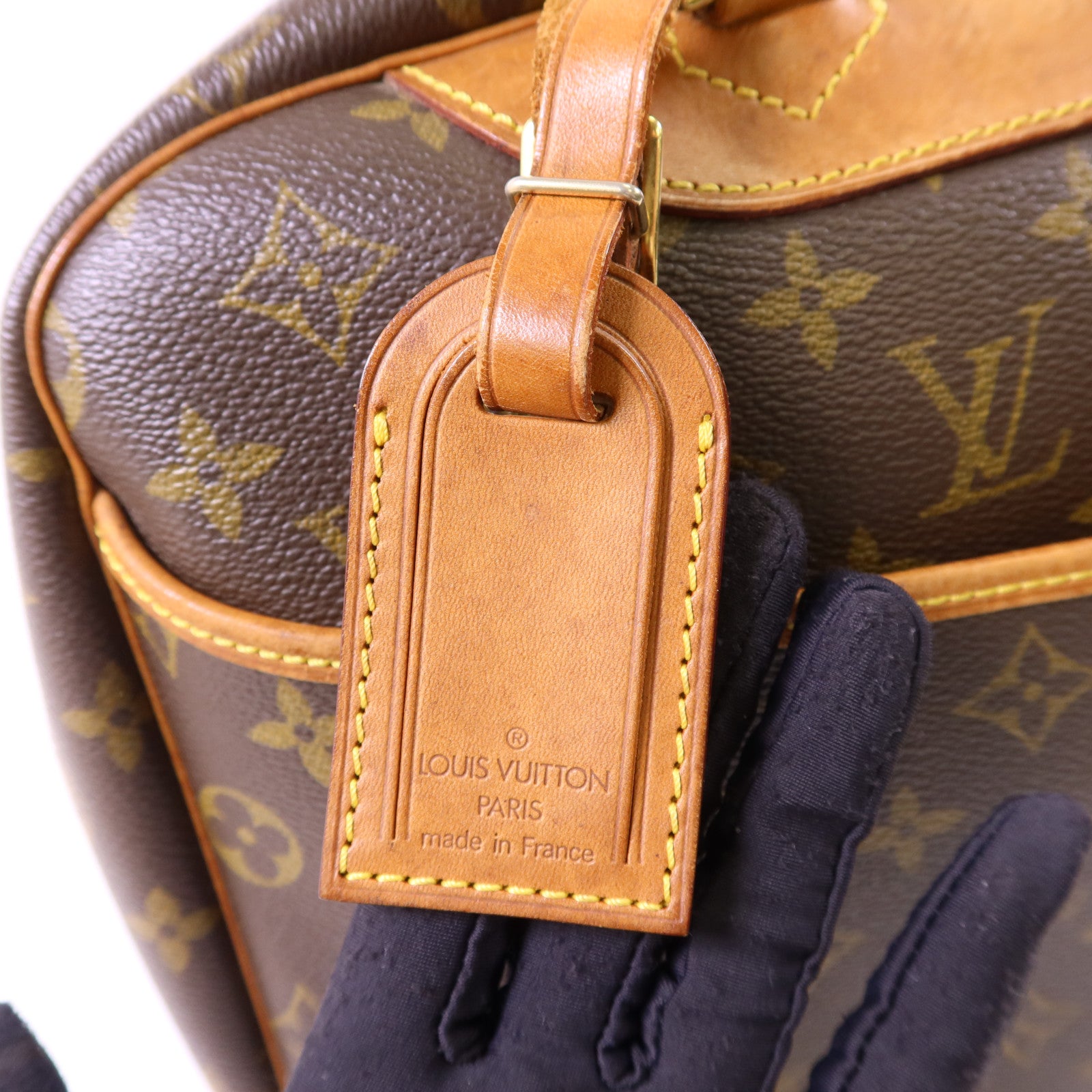 LOUIS VUITTON Monogram Deauville金扣手挽袋棕色