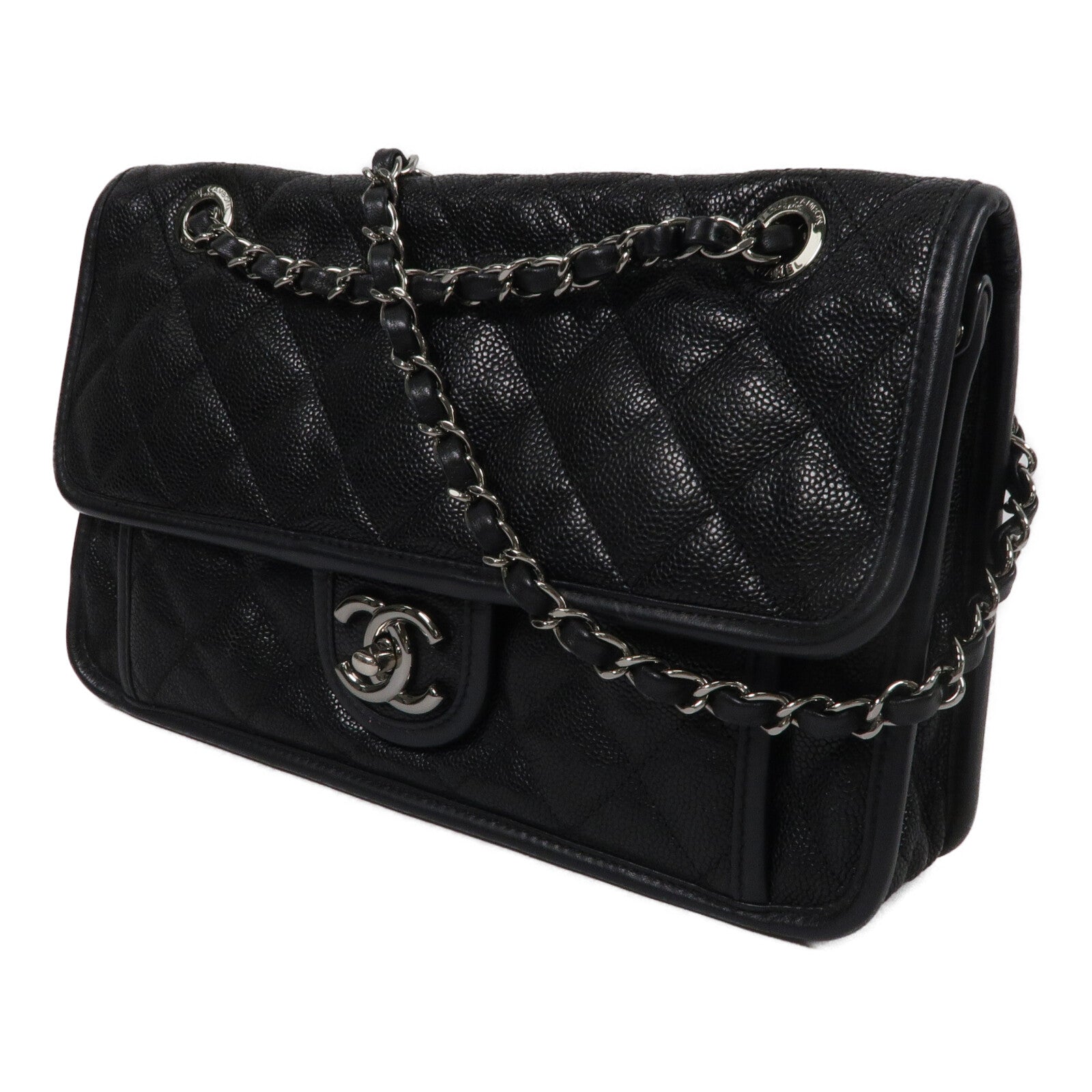 CHANEL 牛皮皮革French Riviera Flap鏈帶肩背袋