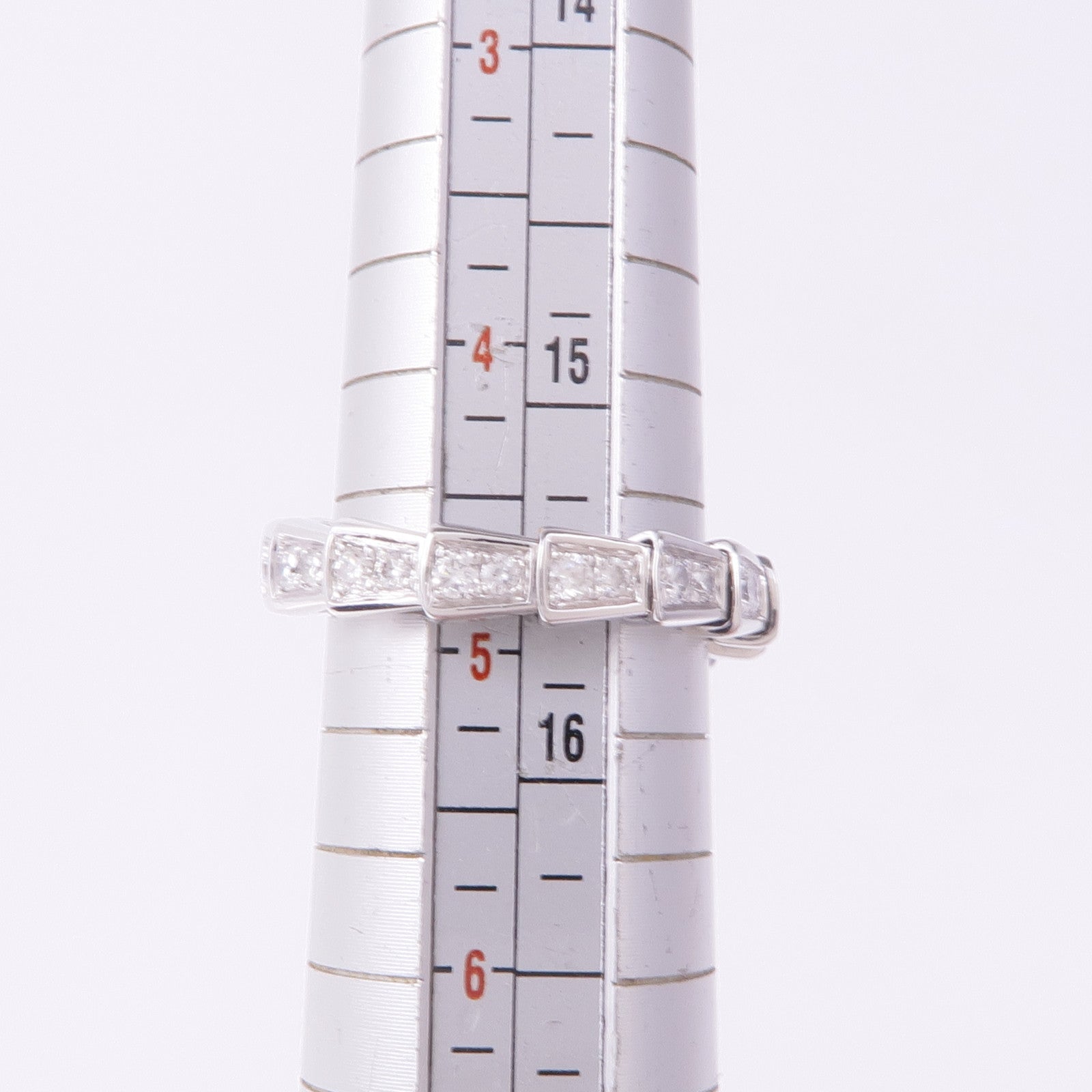 BVLGARI 18K白金Serpenti Viper Rings鑽石戒指US#4.75