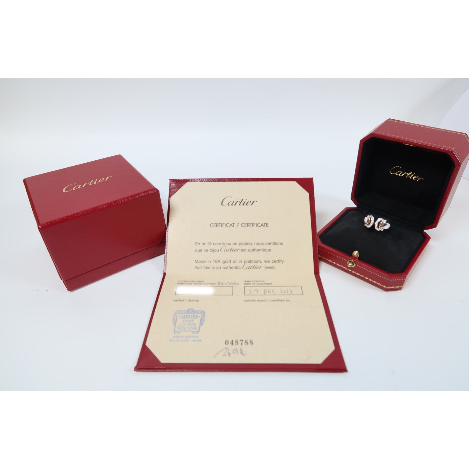 CARTIER 18K白金2C Boucle Ring戒指US#5.25/Cartier#50