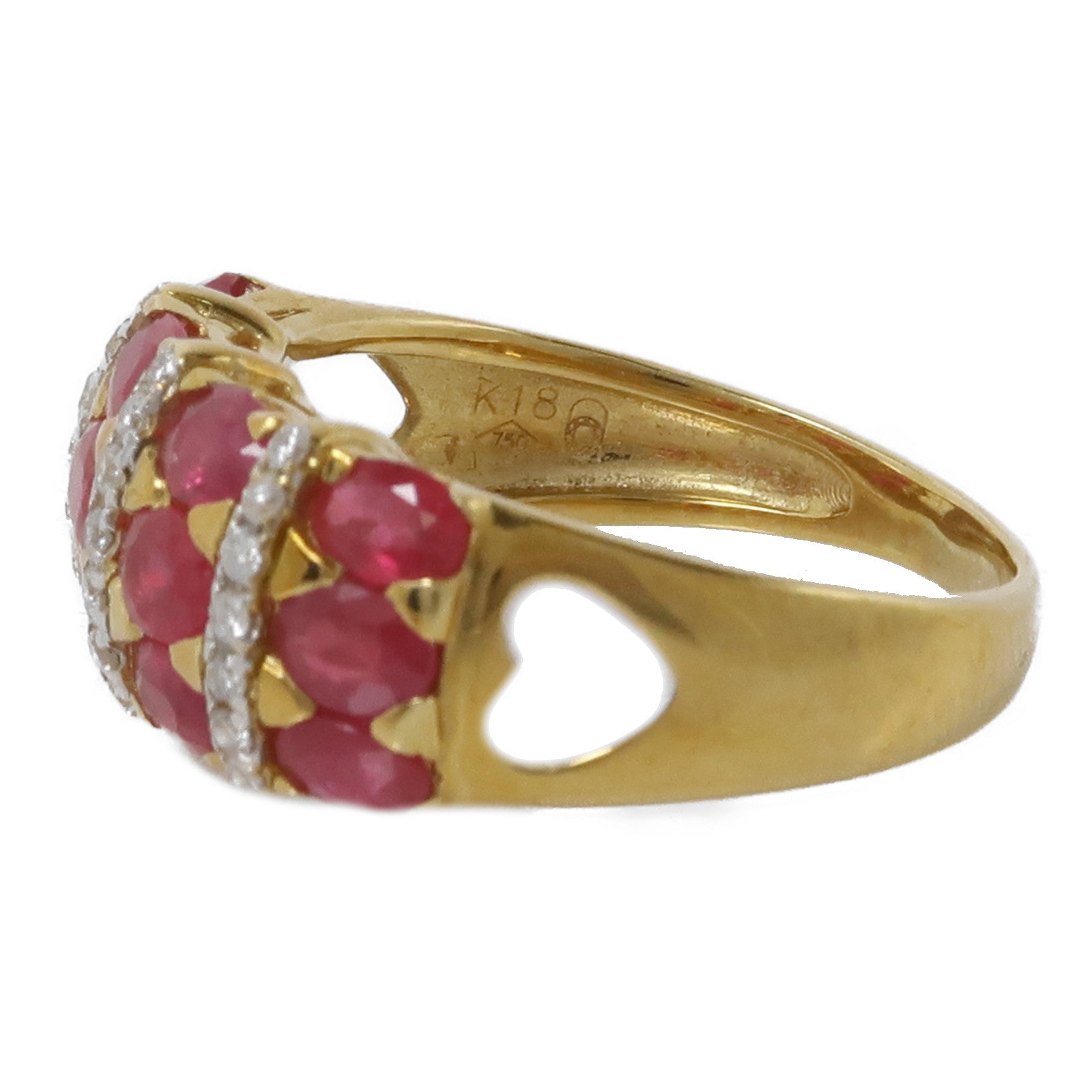 JEWELRY 18K黃金Ruby Ring紅寶石/鑽石戒指US#7