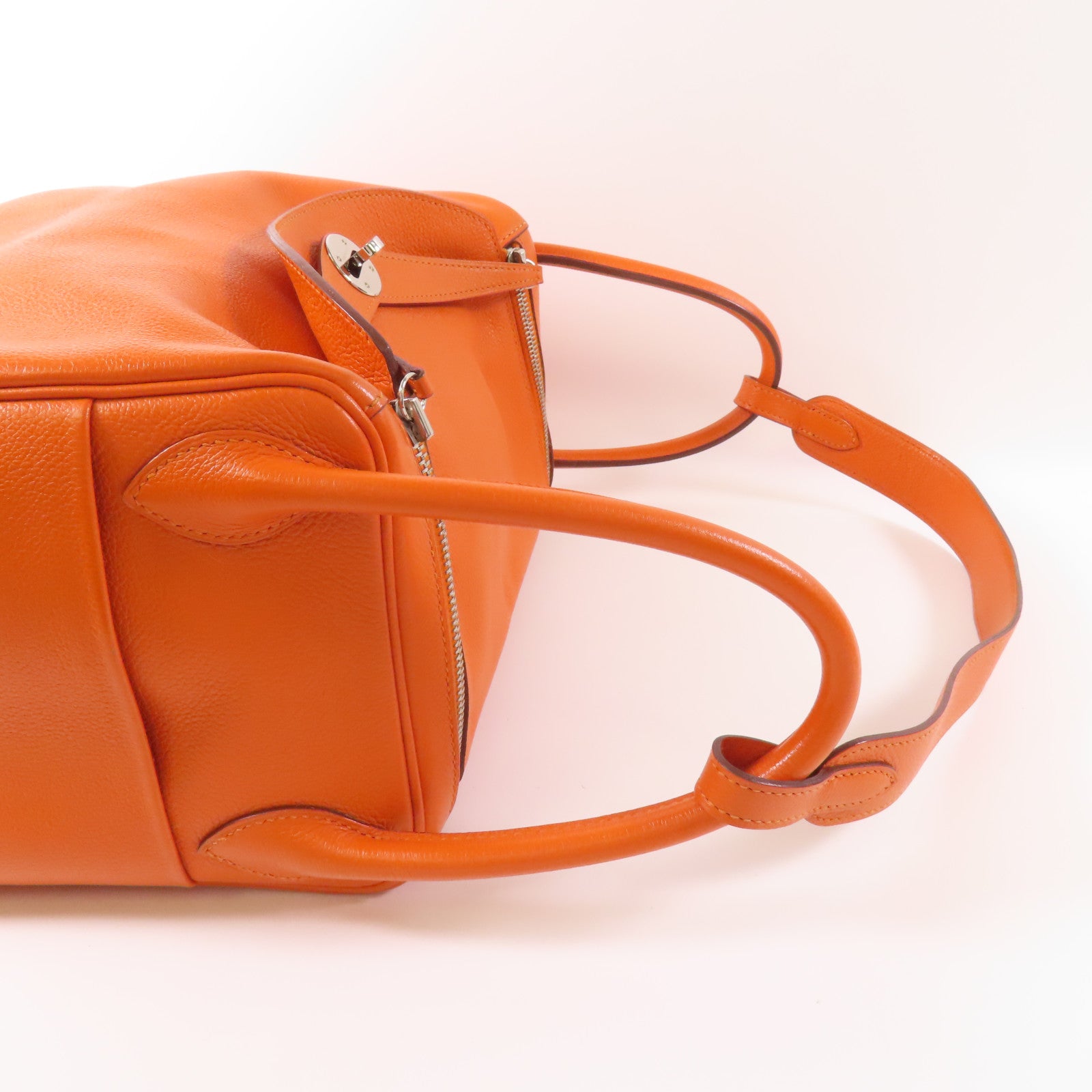 HERMES PHW Lindy 30 2 Way Bag Evercolor Leather 8V Orange Poppy