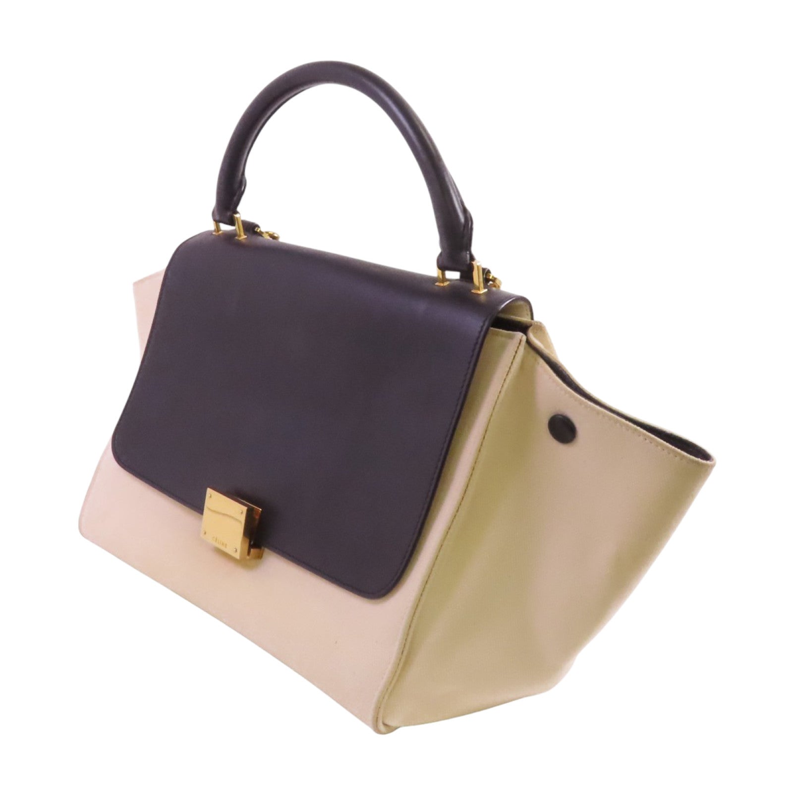 CELINE 帆布/牛皮皮革Trapeze金扣手挽肩背兩用袋