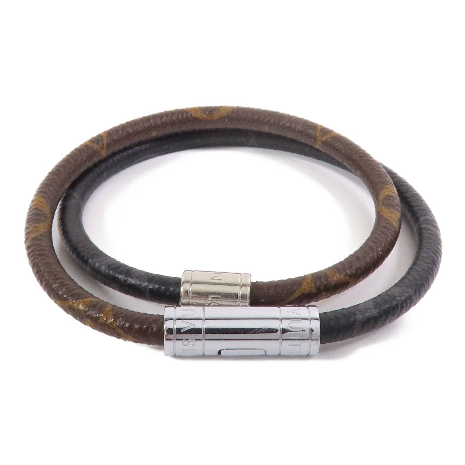 LOUIS VUITTON Monogram Macssar/Eclipse Keep It Double銀扣手鏈
