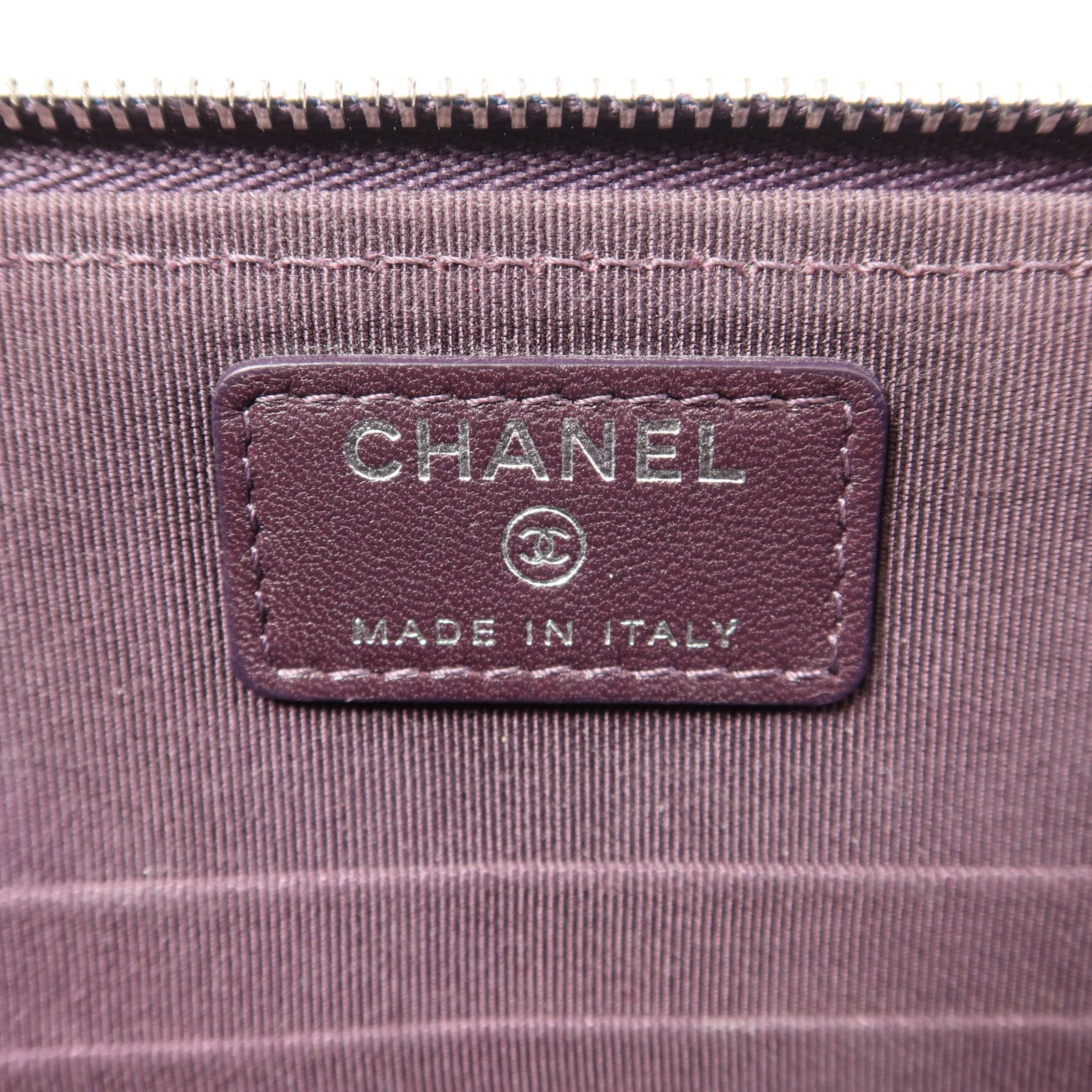 CHANEL 羊皮皮革Double Zip Pouch銀扣小袋