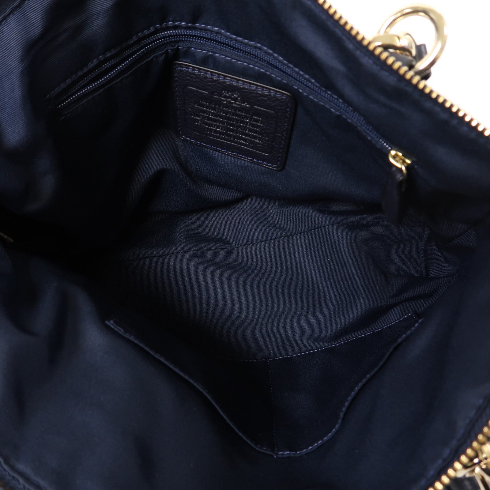 COACH 牛皮皮革Sholder Bag金扣手挽肩背兩用袋深藍色