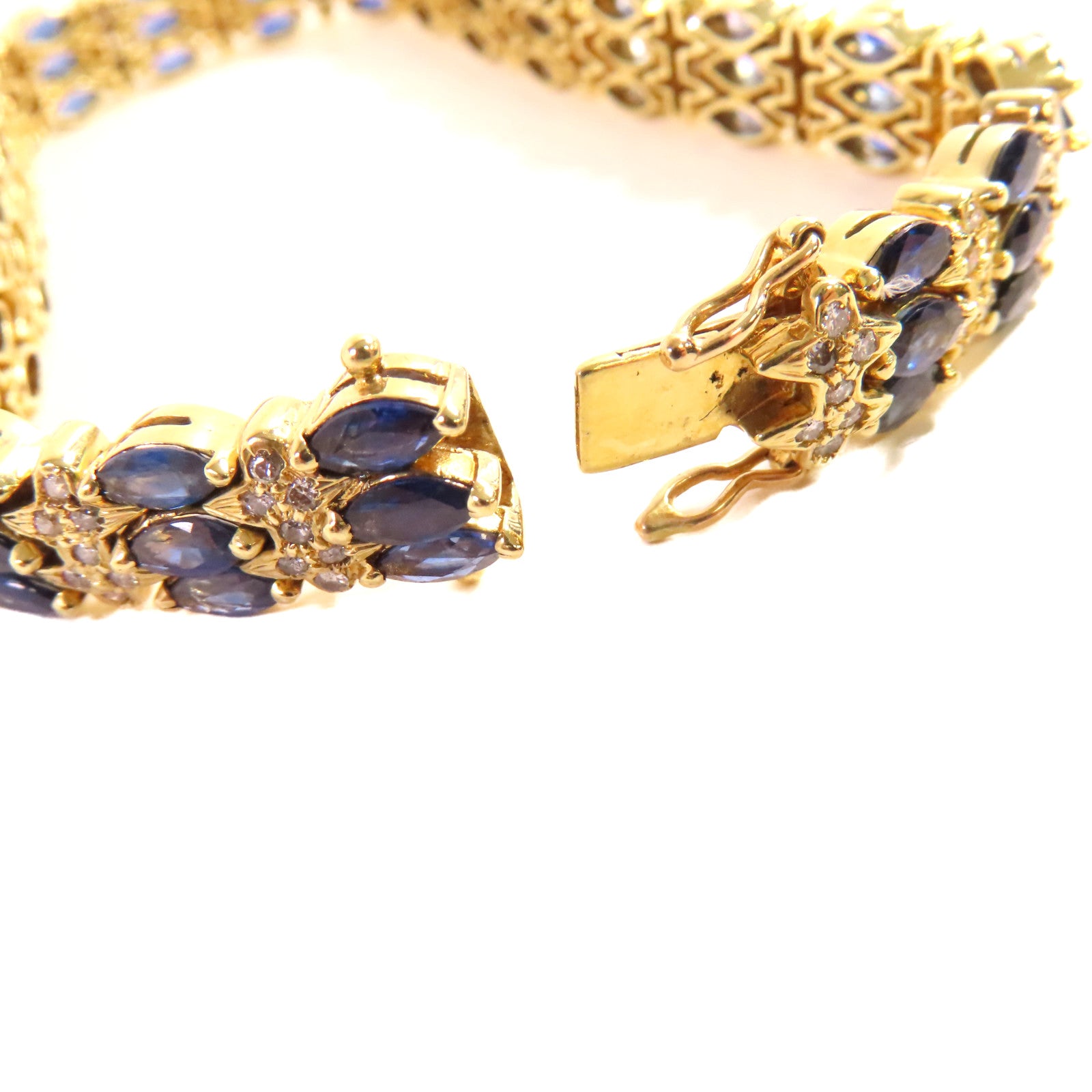 JEWELRY 【激減優惠】18K黃金/7.00ct藍寶石/1.60ct鑽石Sapphire Diamond Blaceret手鏈