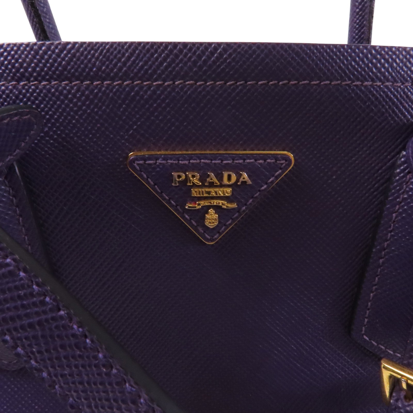 PRADA Saffiano皮革Double金扣手挽肩背兩用袋