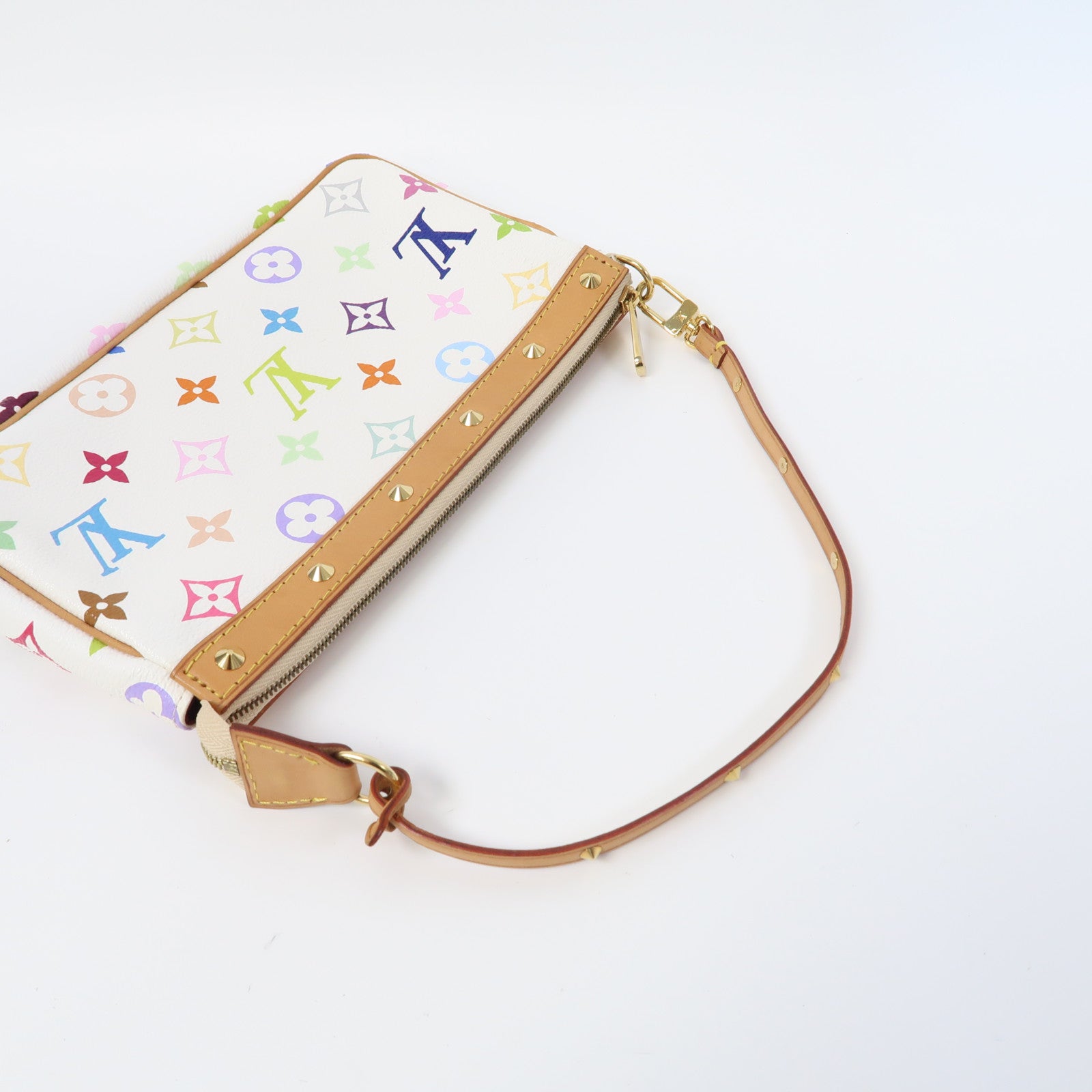 LOUIS VUITTON Monogram Multicolore Pochette Accessories金扣手拿包白色/彩色